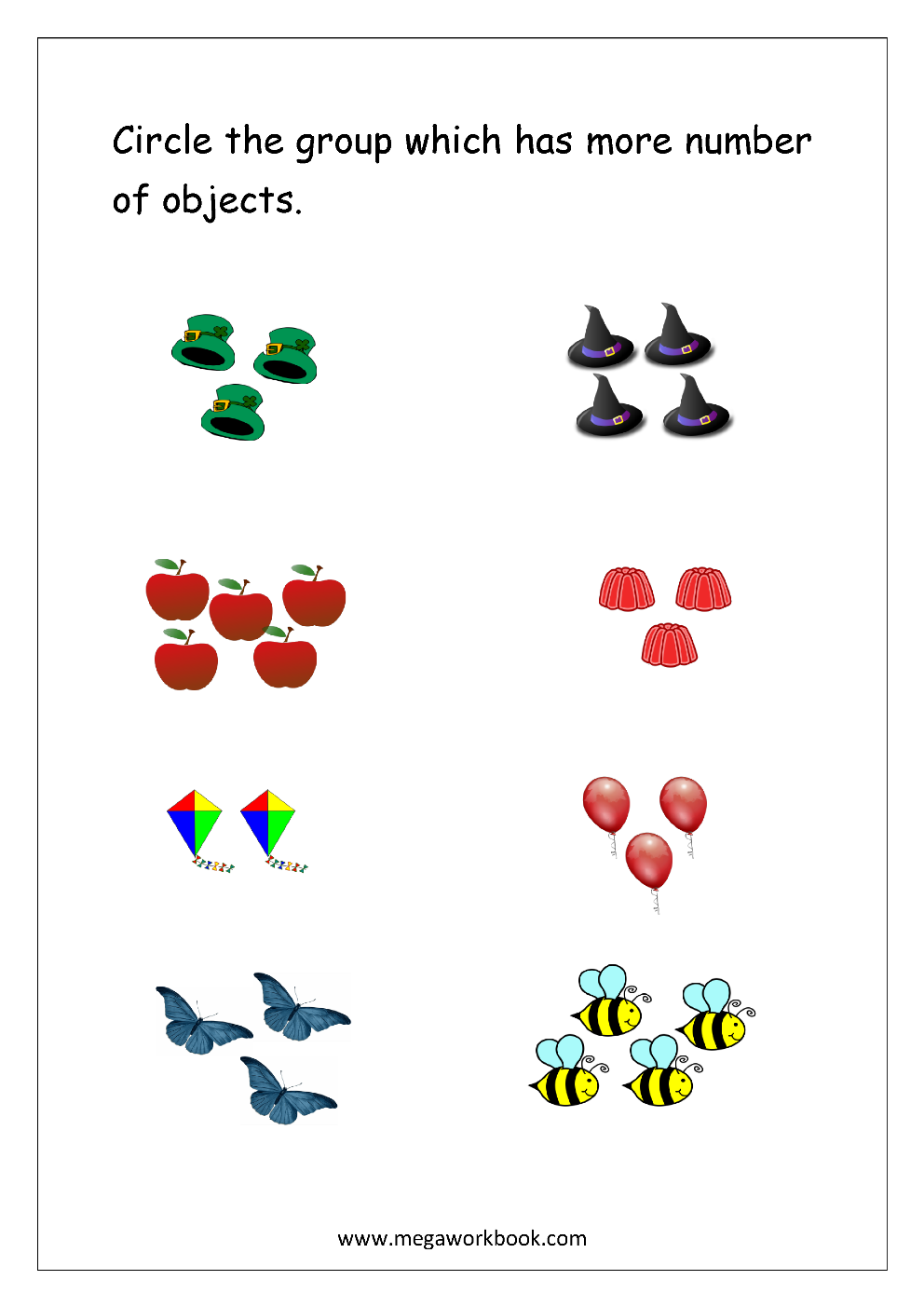 More And Less Worksheets Greater Than Less Than Worksheets For Preschool Kindergarten MegaWorkbook