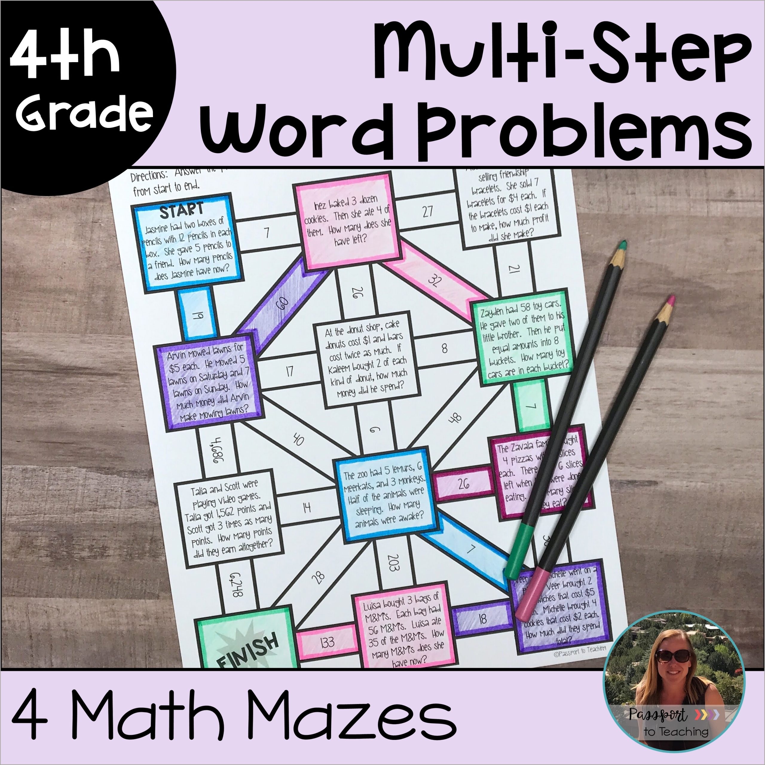 Multi Step Word Problems And Interpreting Remainders Math Maze 