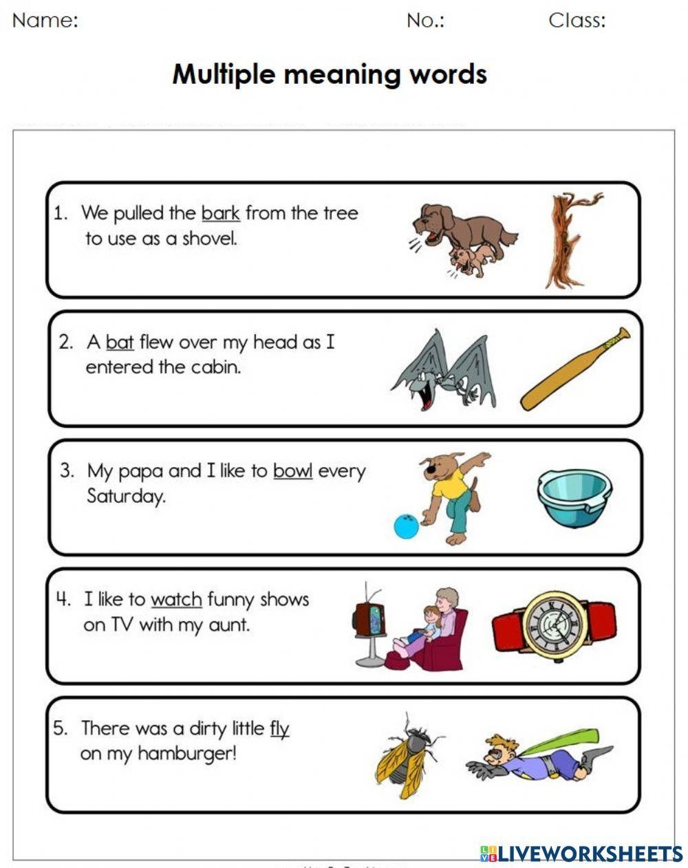 Multiple Meaning Words Worksheets And Puzzle Activity Worksheets 