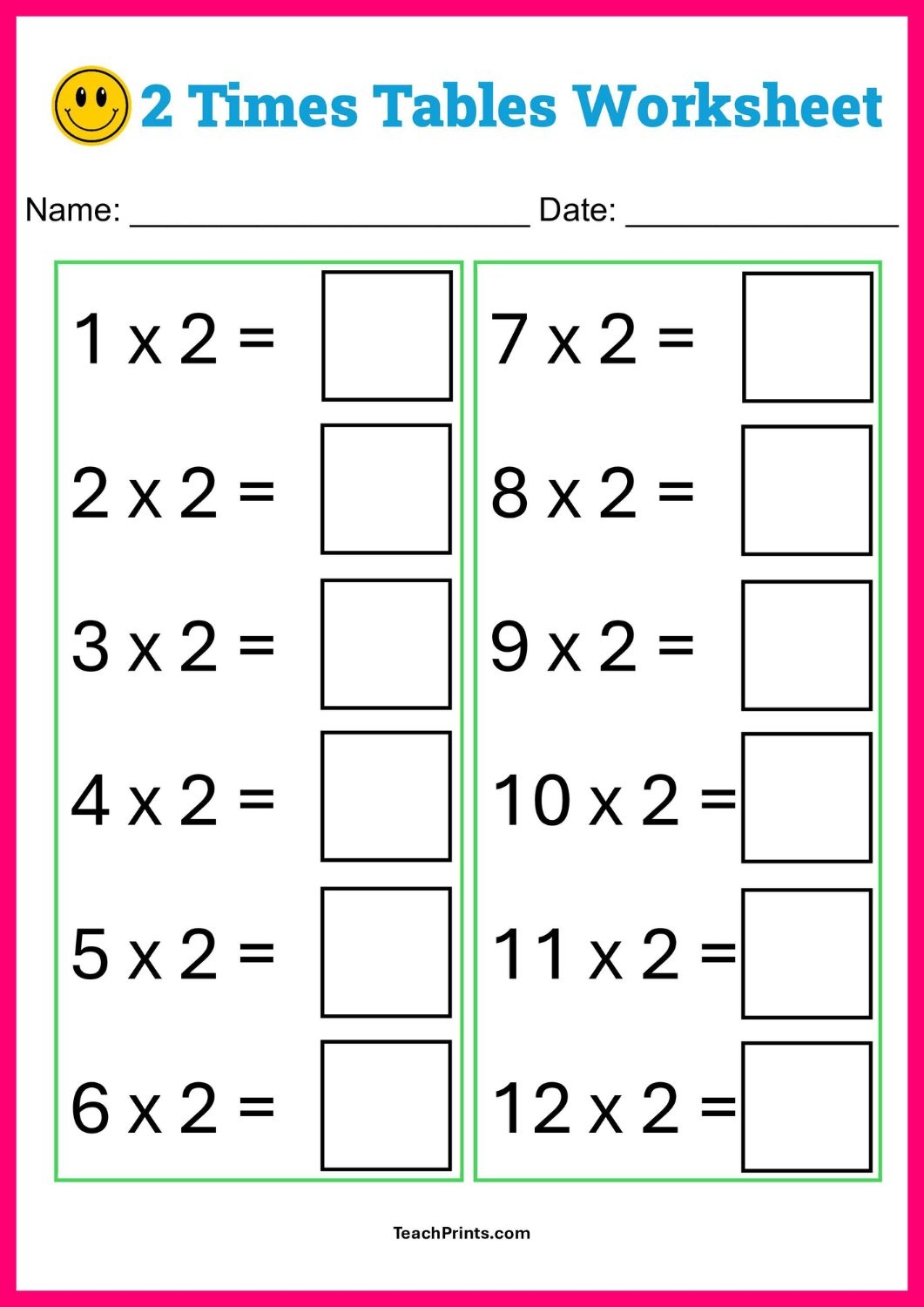 Free Multiplication Worksheets Printable