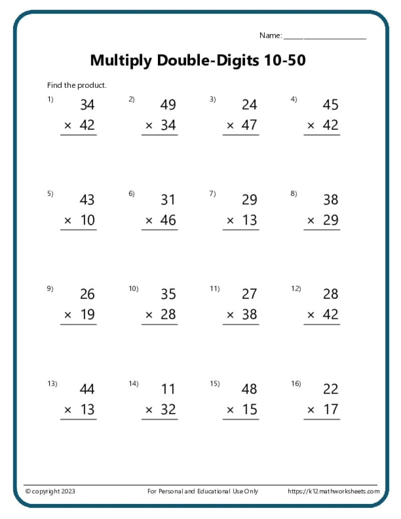 Multiply Math Worksheets Multiply Math Worksheets