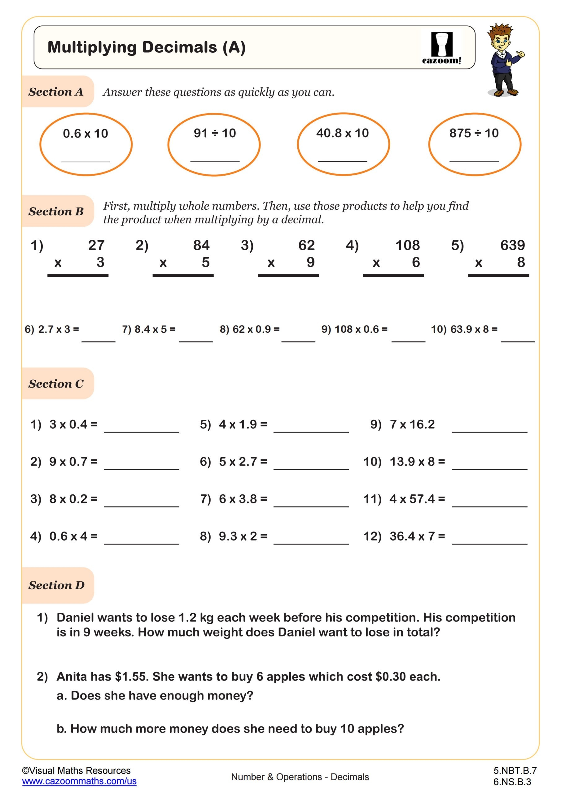 Multiplying Decimals Worksheet PDF Printable Number U0026 Operations Worksheet Multiplying Decimals Worksheet PDF Printable Number U0026 Operations Worksheet