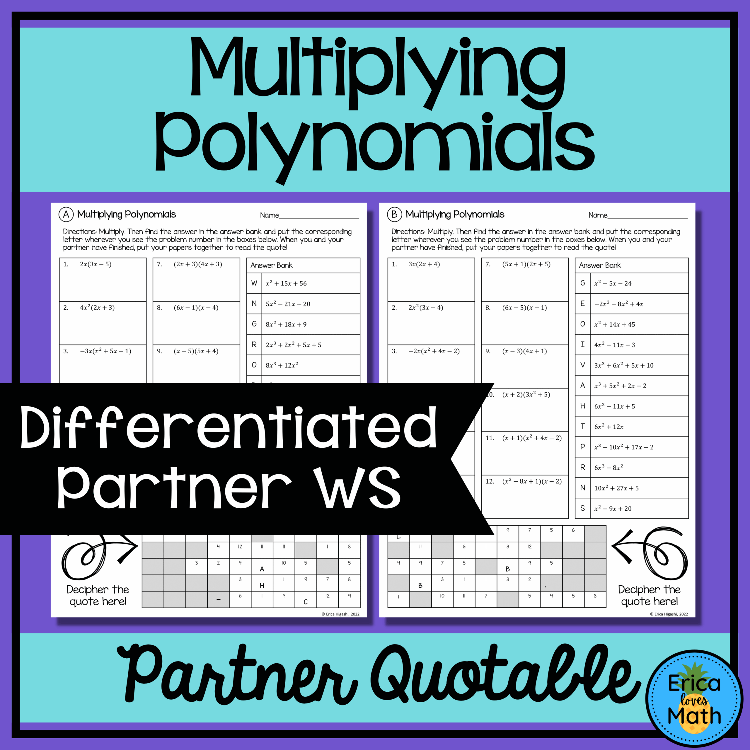 Multiplying Polynomials Maze Worksheet Answers