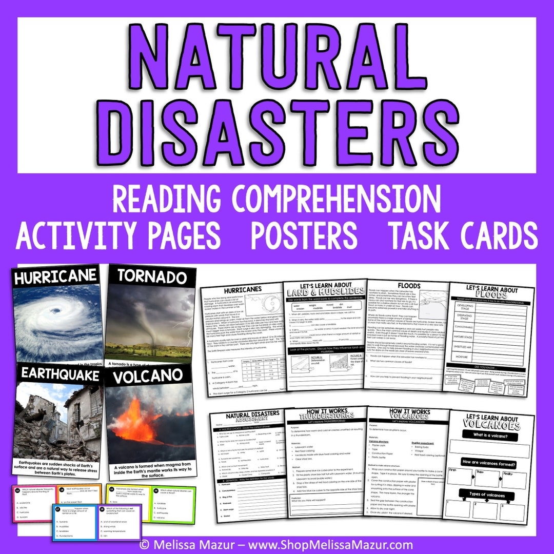 Natural Disasters Science Unit Science Reading Passages Task Cards And Posters Homeschool Worksheets Printables Etsy