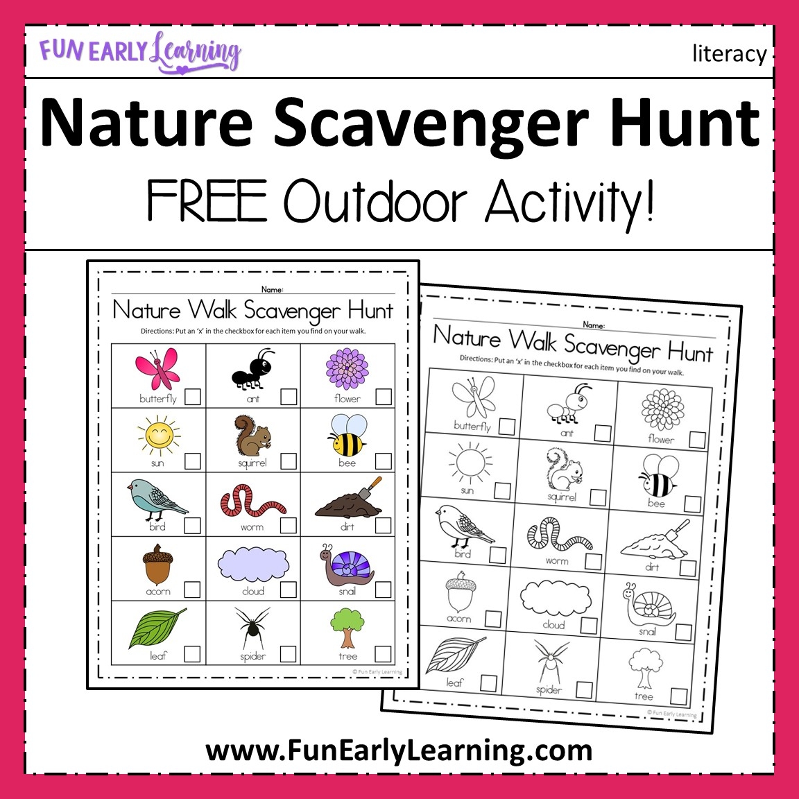 Free Preschool Scavenger Hunt Printable