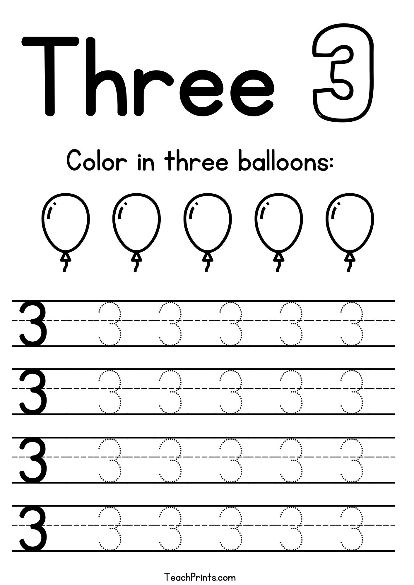 Number 3 Tracing Worksheets Free Printables Teach Prints Number 3 Tracing Worksheets Free Printables Teach Prints
