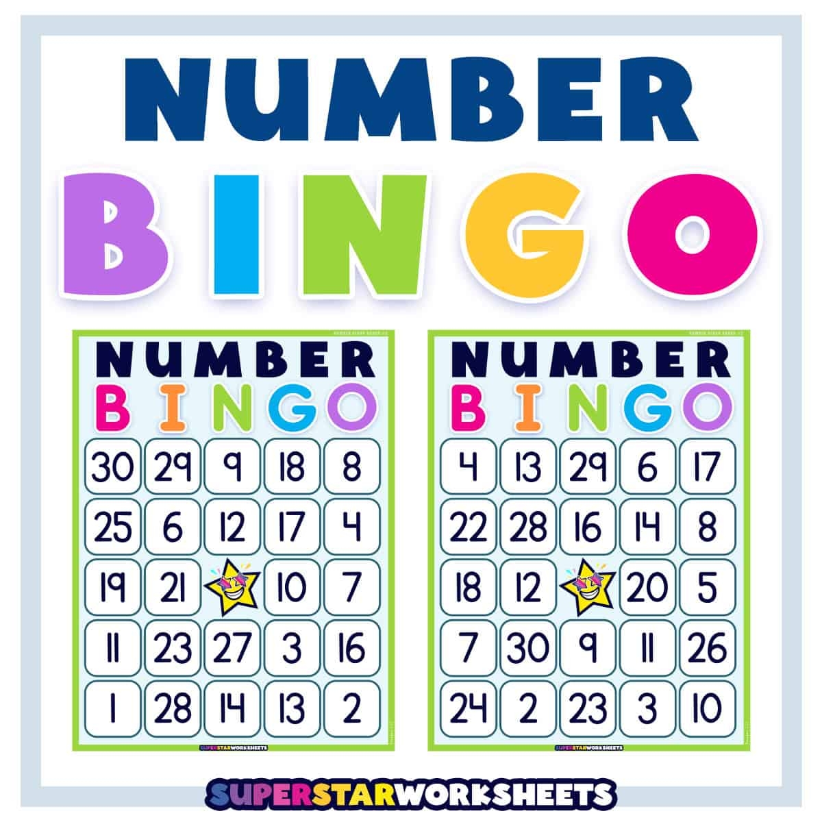Number BINGO Superstar Worksheets