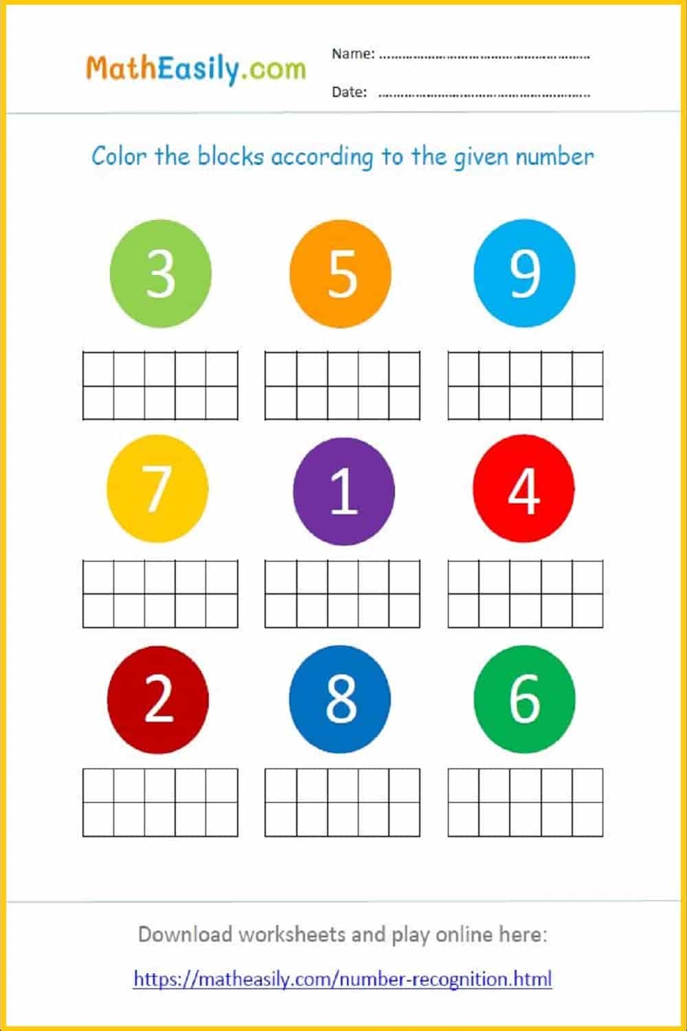 Number Recognition Games 1 10 Online Worksheets Number Recognition Games 1 10 Online Worksheets