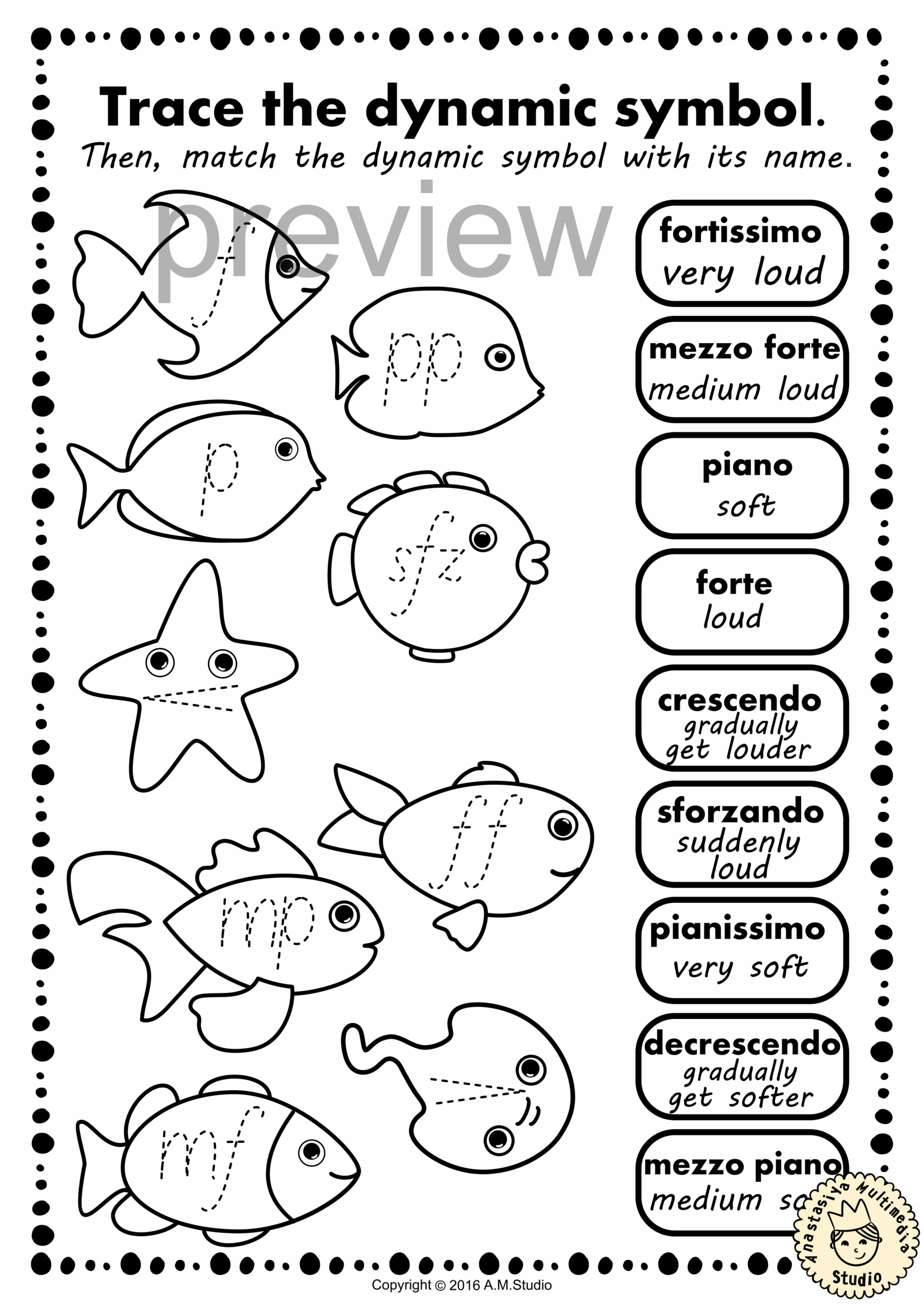 Ocean Animals Music Coloring Pages Dynamics Music Worksheets Ocean Animals Music Coloring Pages Dynamics Music Worksheets