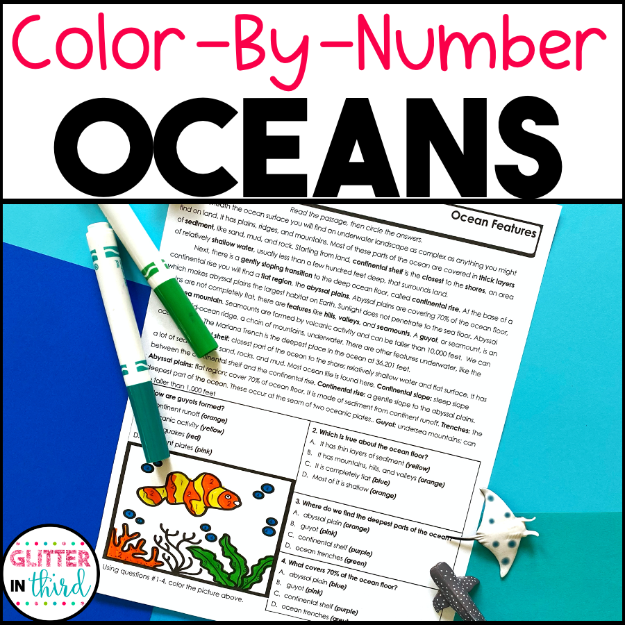 Oceans Worksheets Color By Numbers Science SOL 4 7 Glitter In Third