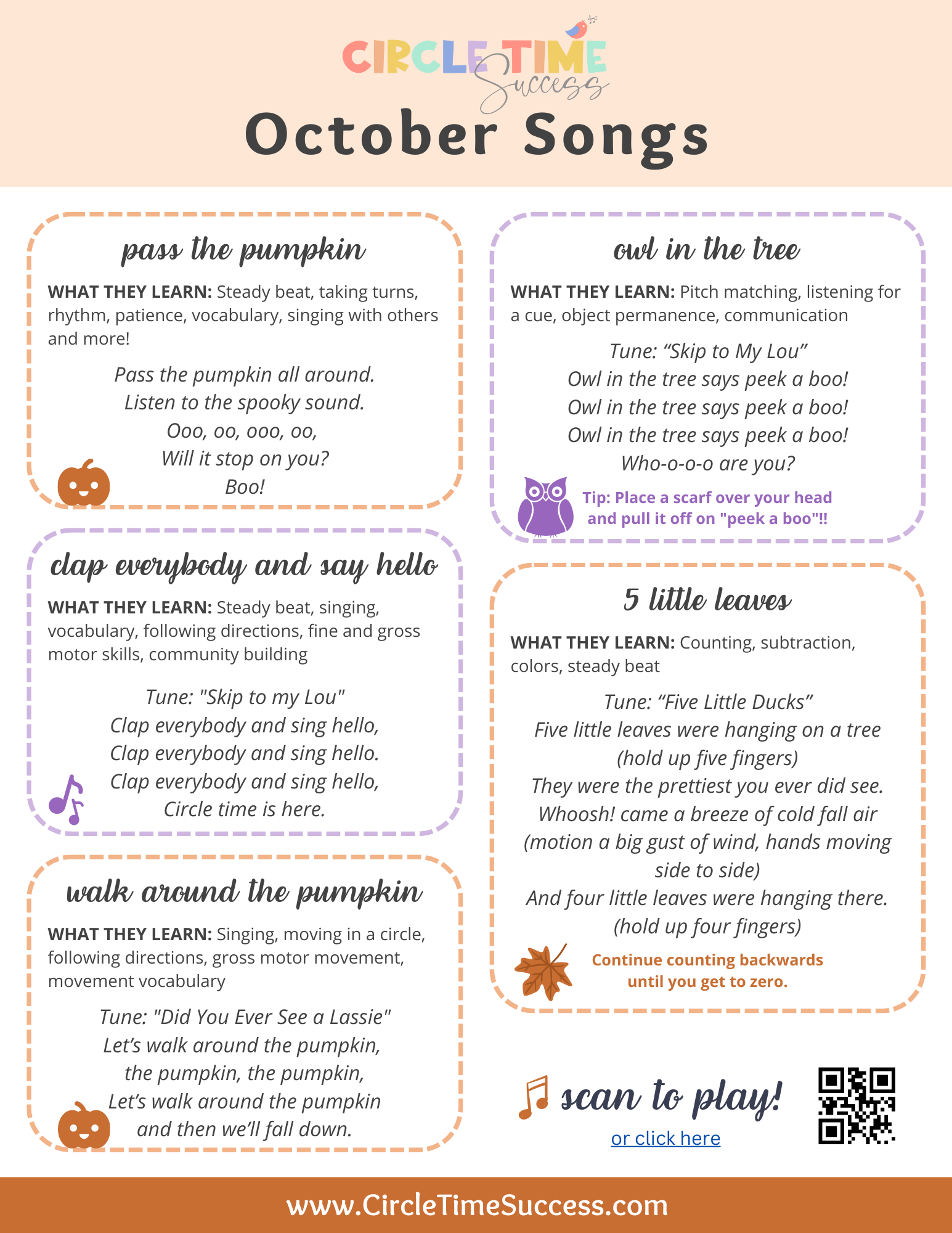 October Songs For Circle Time October Songs For Circle Time