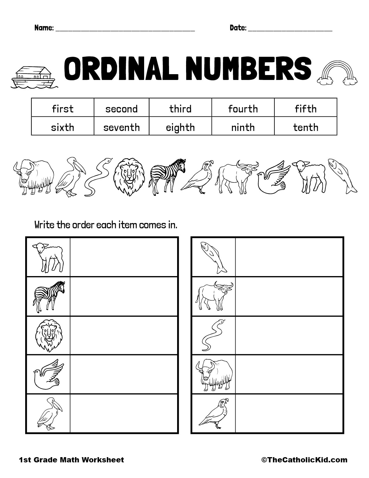 Ordinal Numbers Worksheet For Kindergarten Free