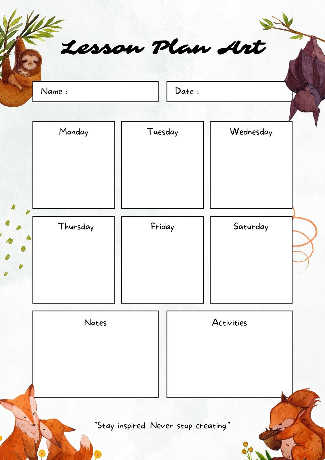 Page 5 Free And Customizable Art Lesson Plan Templates Canva Worksheets Library