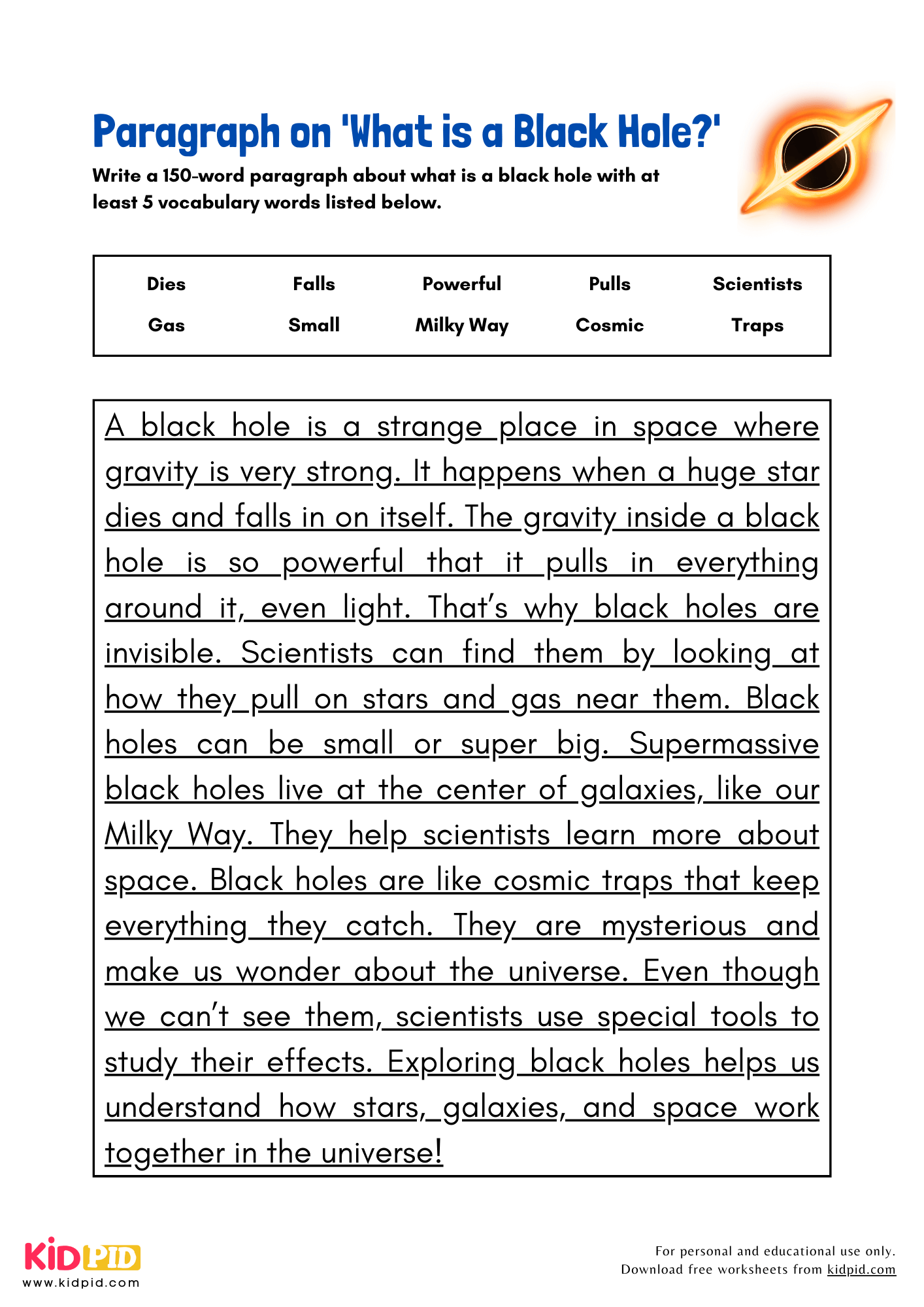 Paragraph On What Is A Black Hole Kidpid