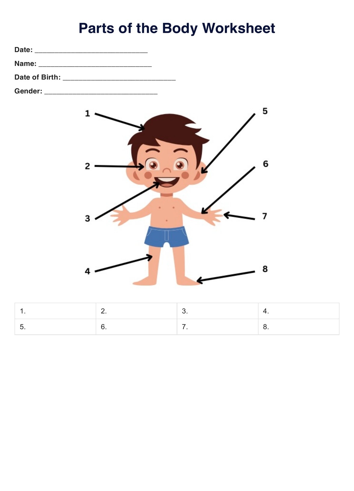 Preschool Human Body Printables For Free