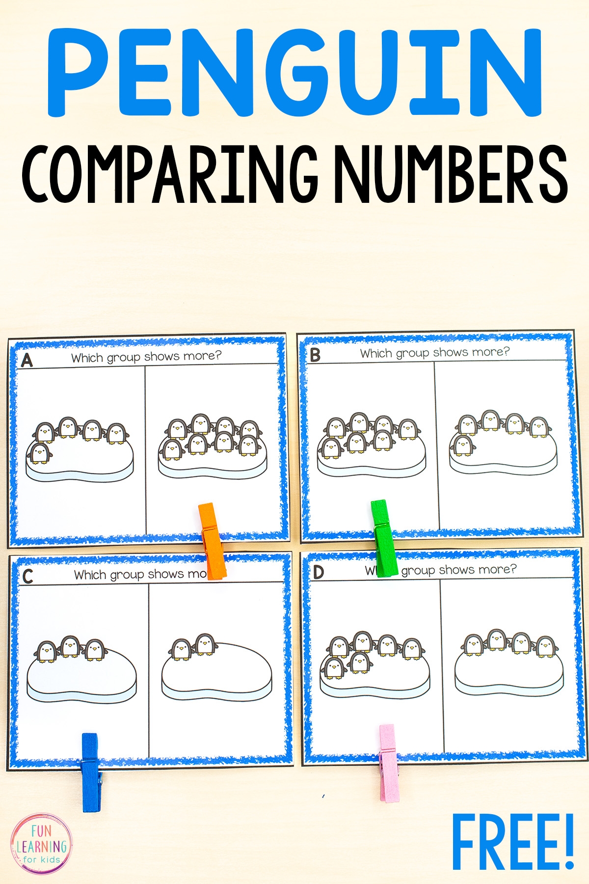 Penguin Comparing Sets Clip Cards Free Printable Penguin Comparing Sets Clip Cards Free Printable