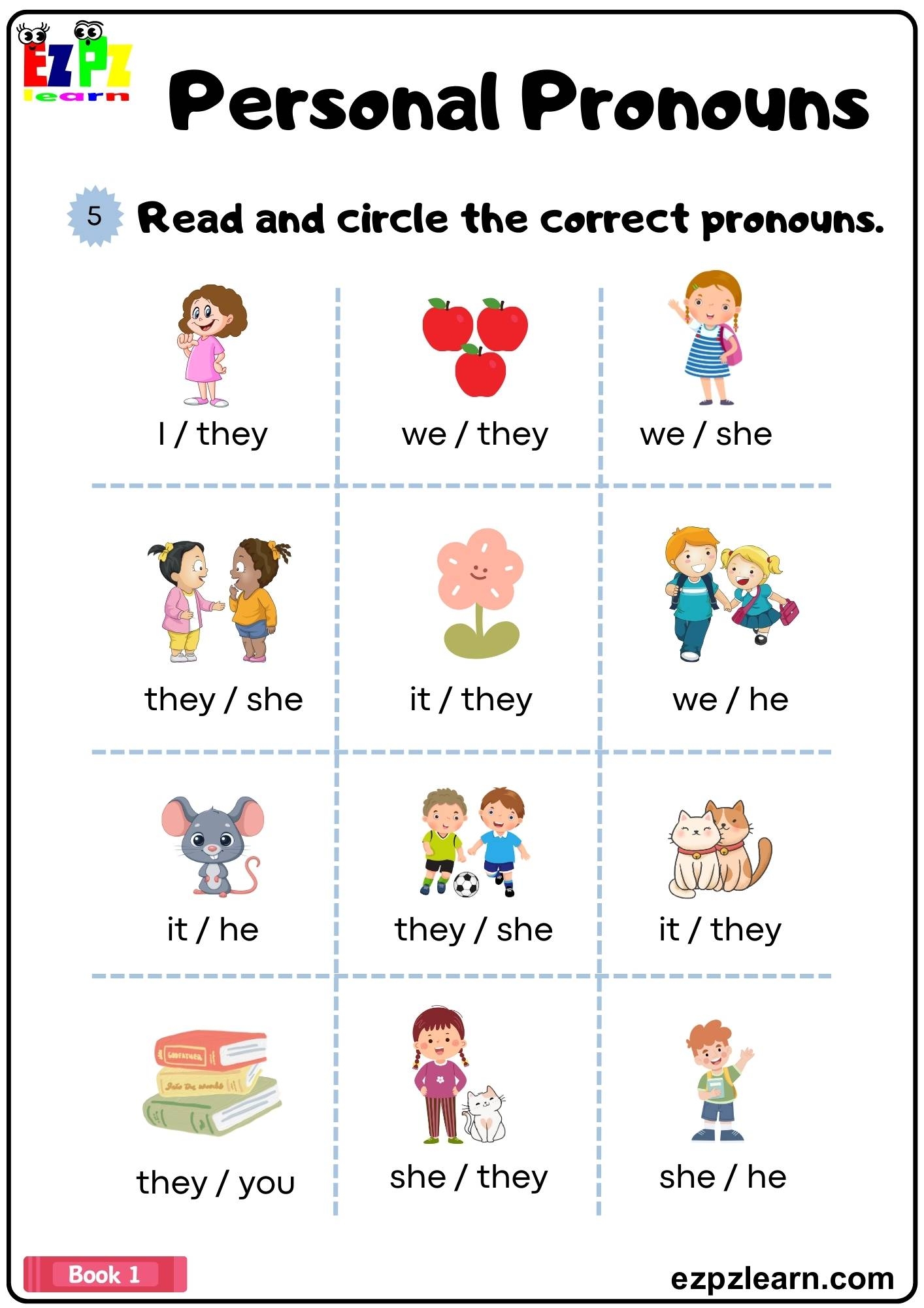 Free Printable Pronoun Worksheets For Preschool