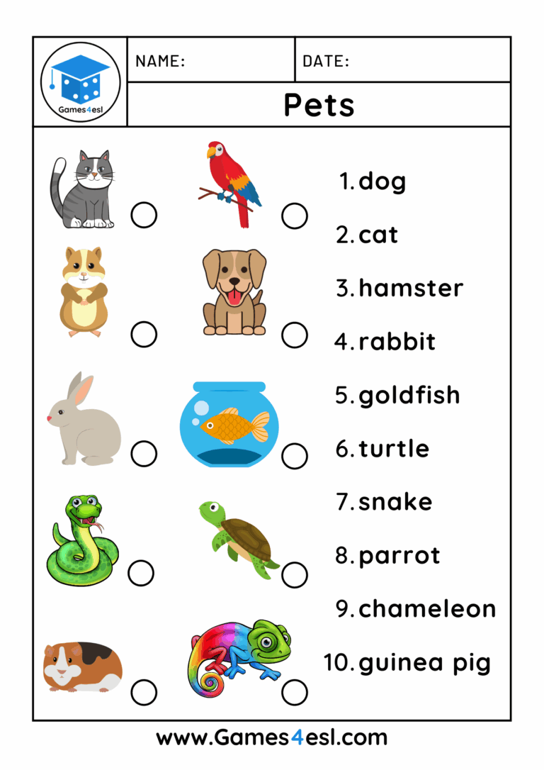 Pet Worksheets Games4esl