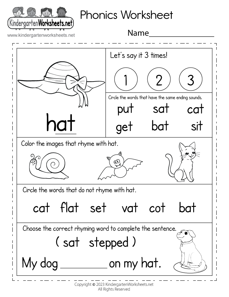 Free Online English Worksheets Kindergarten