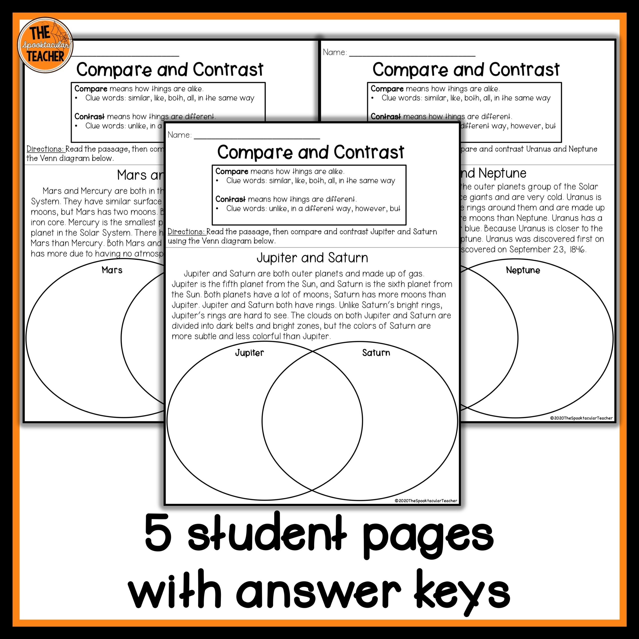 Compare And Contrast Reading Comprehension Worksheets