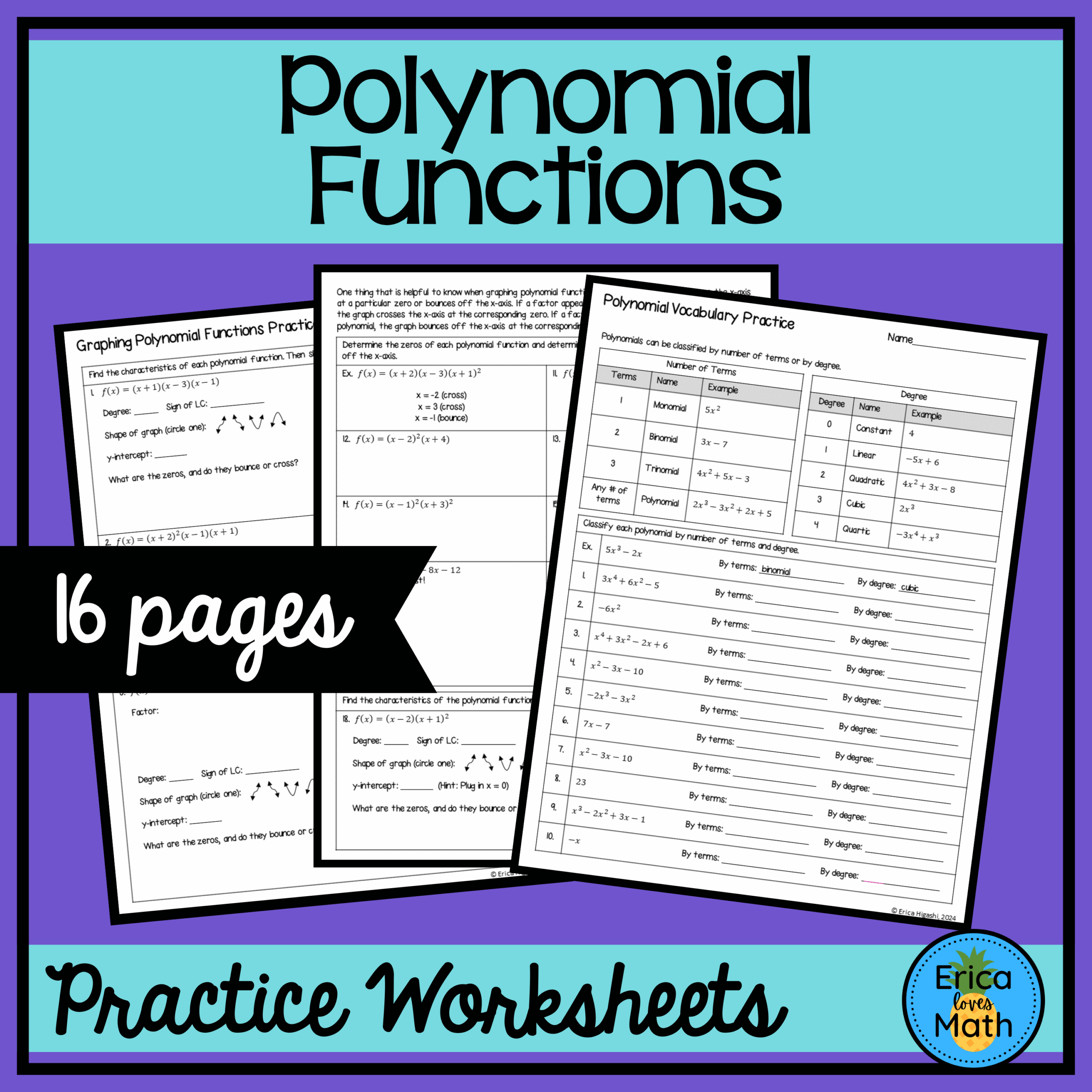 Polynomial Functions Worksheets Remainder Theorem Finding Zeros Graphing Classful Polynomial Functions Worksheets Remainder Theorem Finding Zeros Graphing Classful