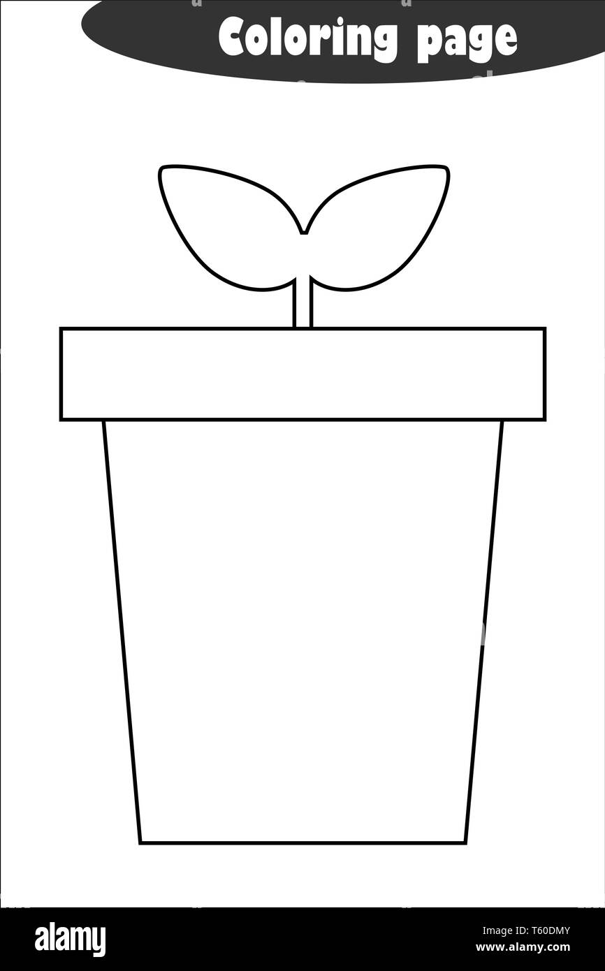 Pot With Plant In Cartoon Style Coloring Page Spring Education Paper Game For The Development Of Children Kids Preschool Activity Printable Stock Vector Image U0026 Art Alamy