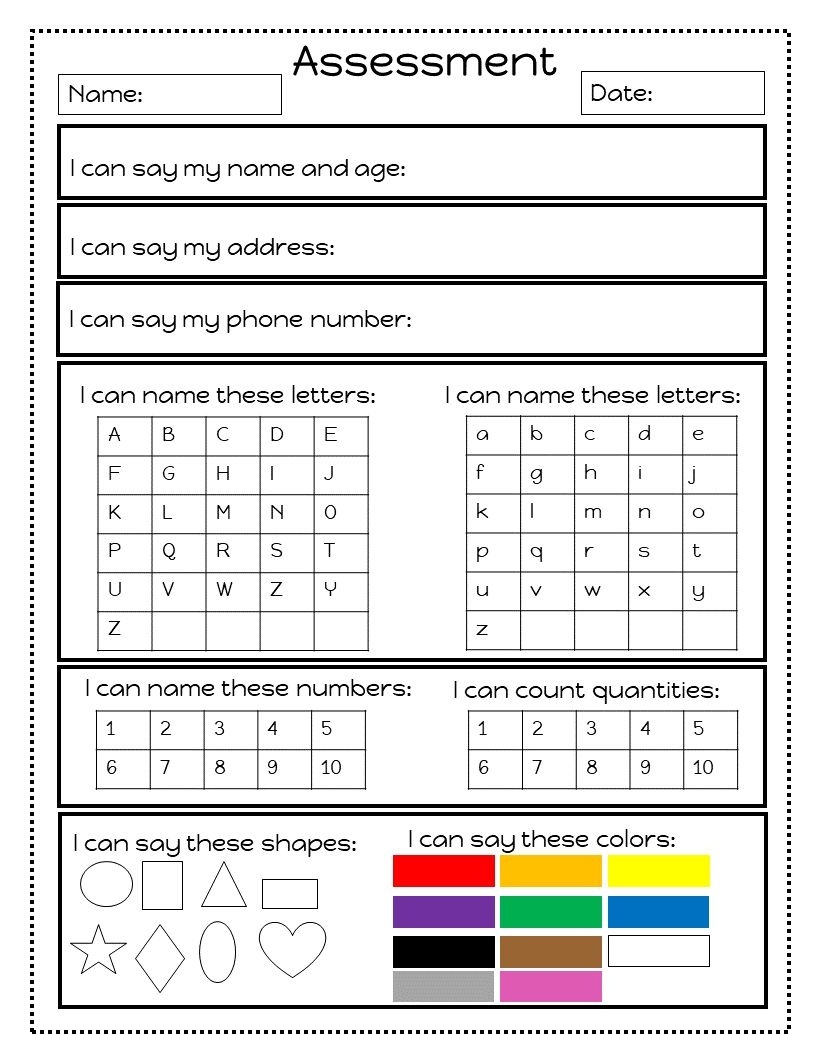 Preschool Assessment Forms Free Printable Free Printable 9BA Worksheets Library