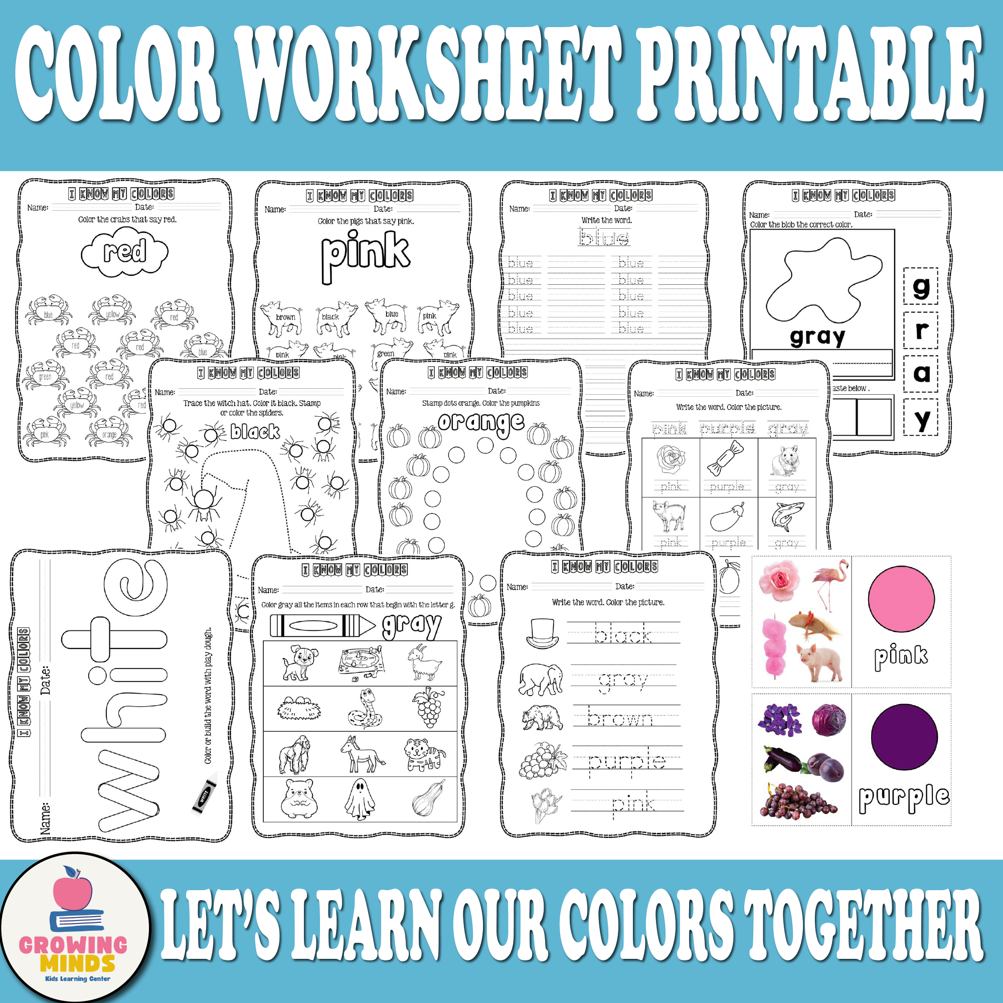 Preschool Color Worksheet Printable color tracing Word puzzle Preschool Color Worksheet Printable color tracing Word puzzle