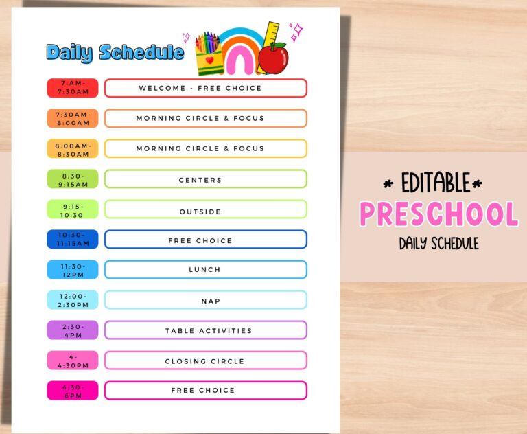 Preschool Daily Schedule Daycare Schedule EDITABLE Template Customizable Home Daycare Schedule Etsy Ireland