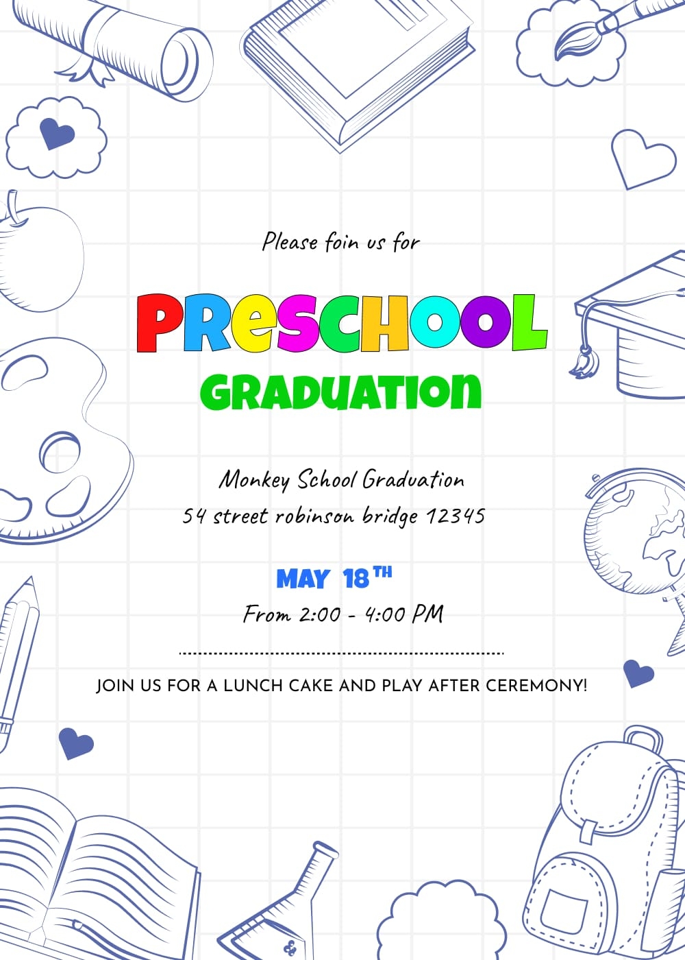 Preschool Graduation Bayliner Invite New Preschool Graduation Bayliner Invite New
