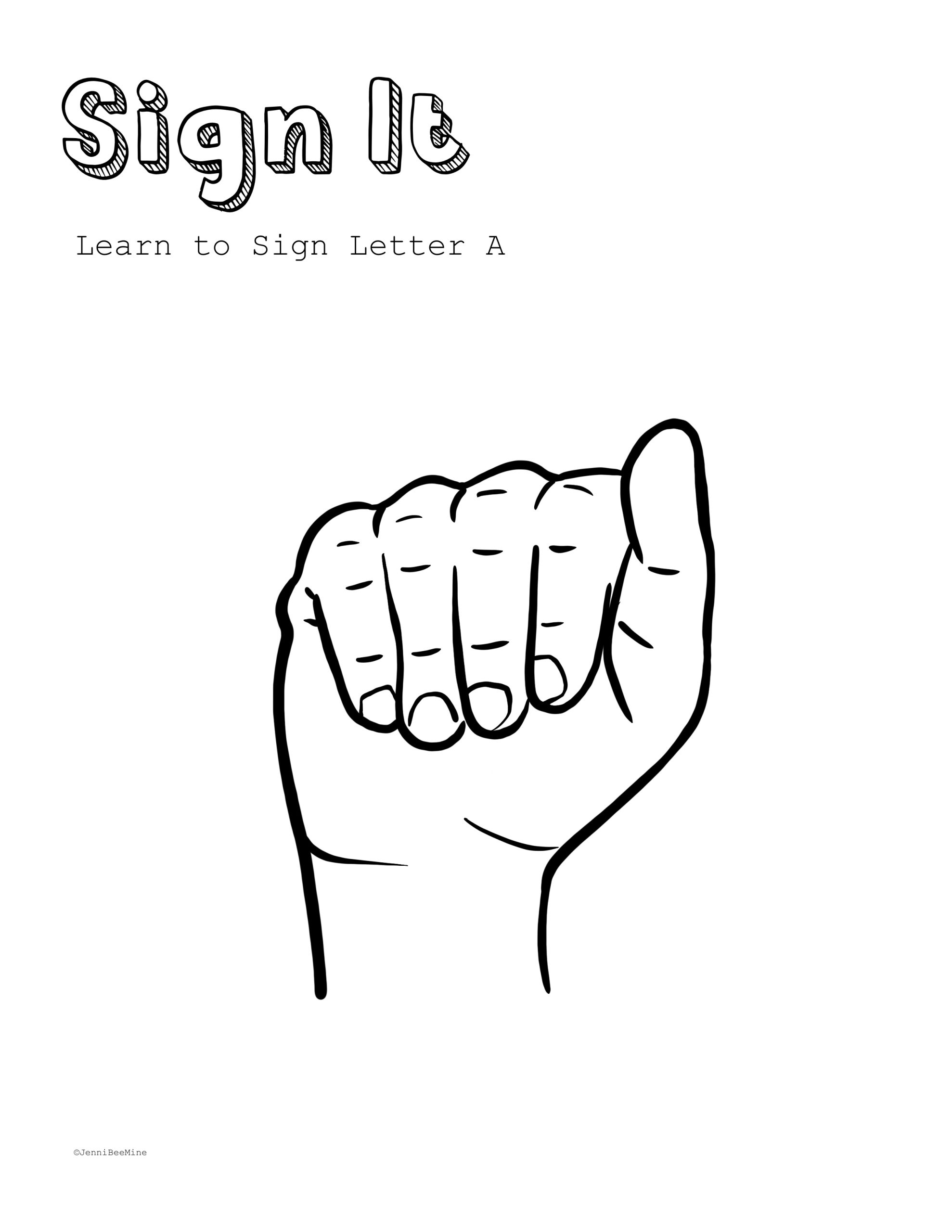 Preschool Printables Letter A Sign Language Jennibeemine Preschool Printables Letter A Sign Language Jennibeemine