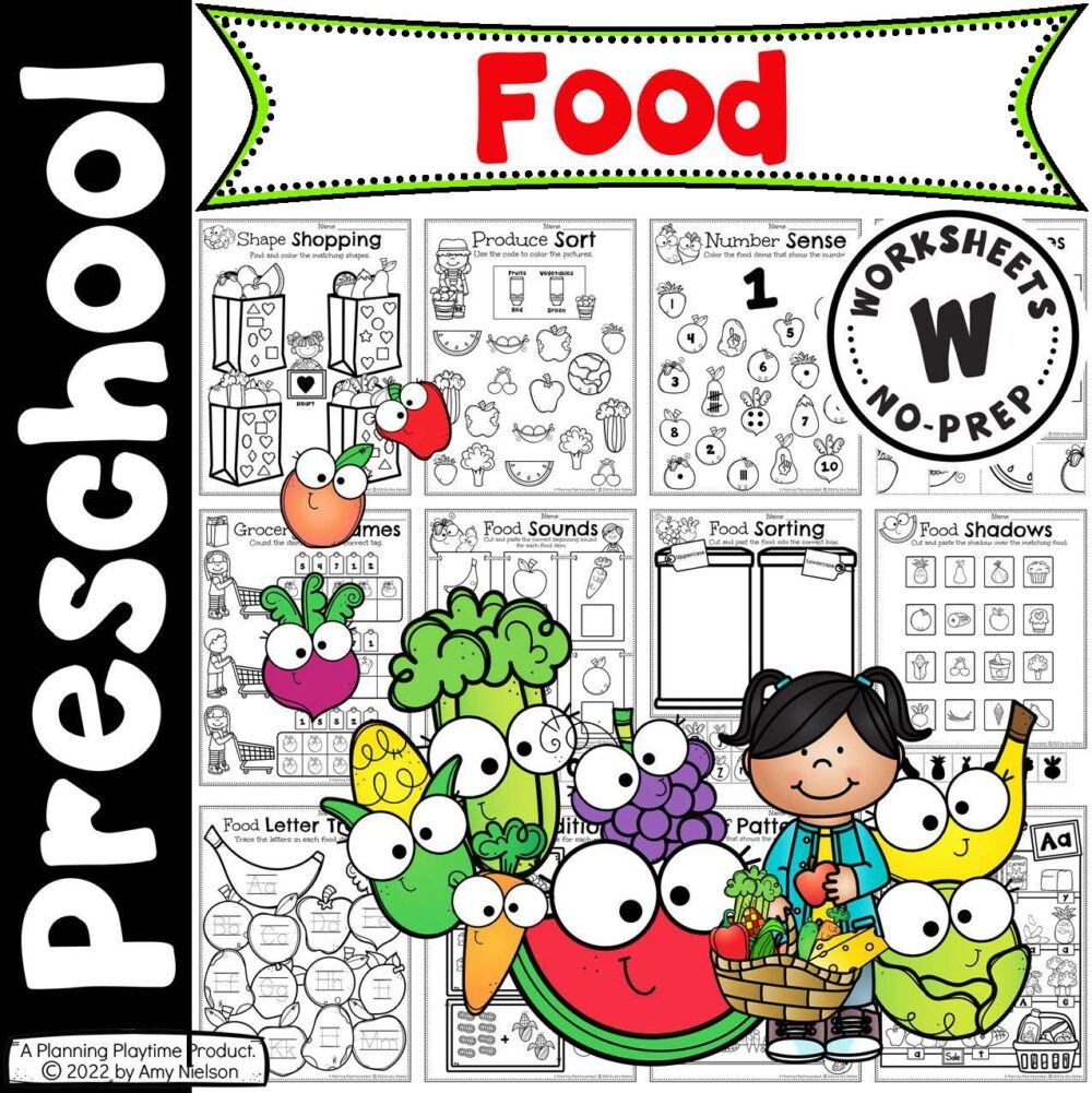 Preschool Worksheets Food Planning Playtime