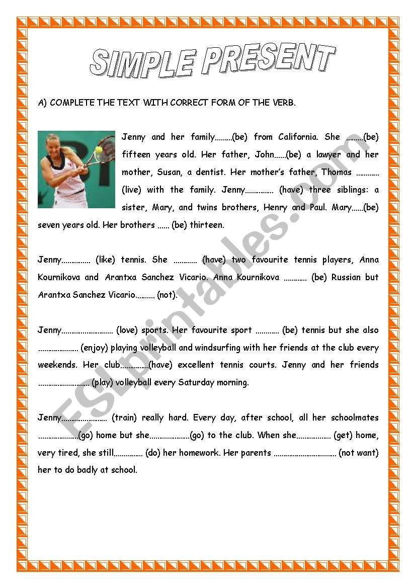 PRESENT SIMPLE READING COMPREHENSION ESL Worksheet By Sandramendoza