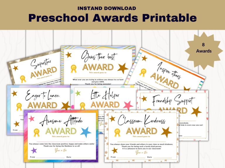 Printable Awards For Preschoolers 8 Printable Preschool Awards