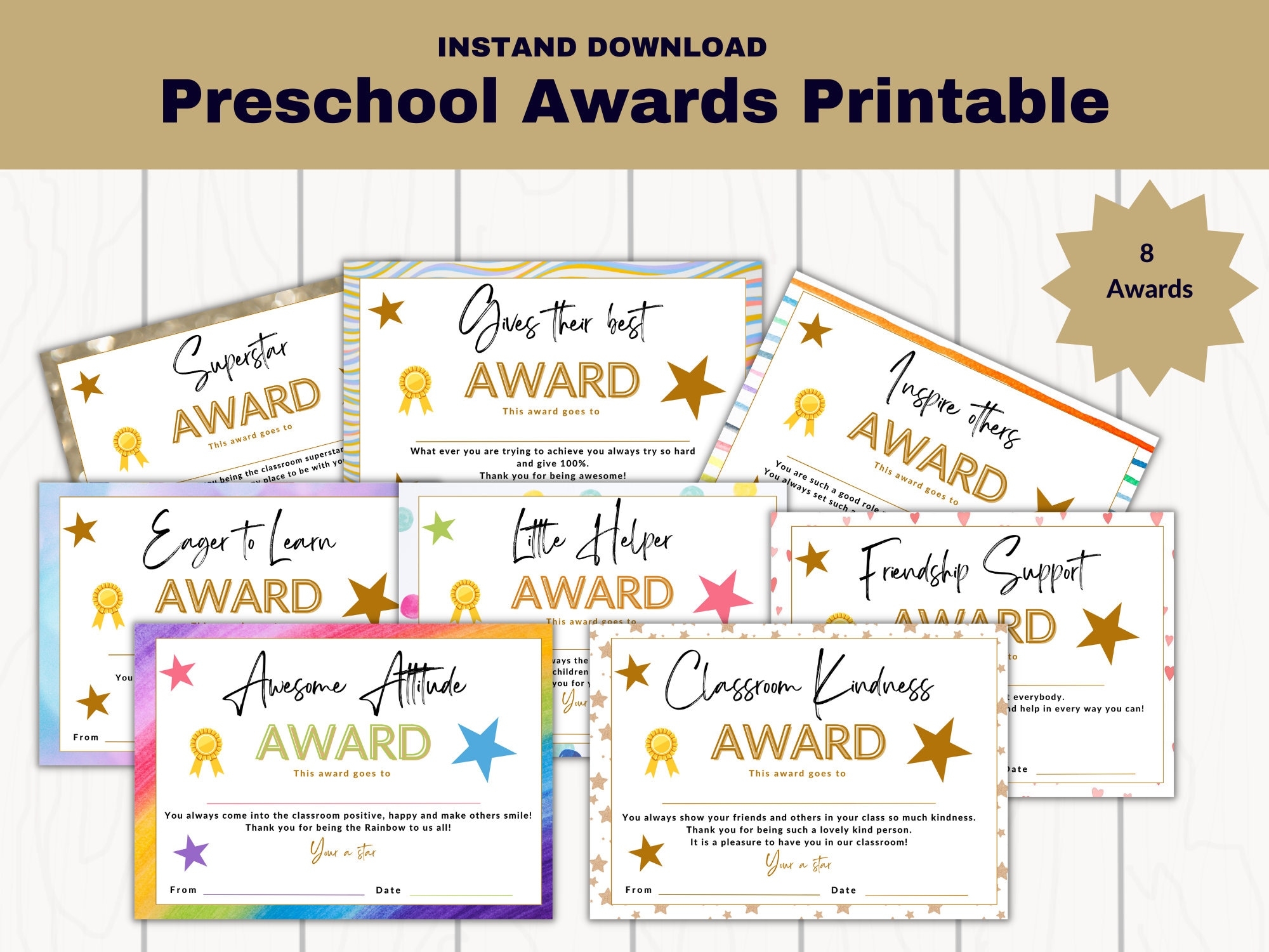 Printable Awards For Preschoolers 8 Printable Preschool Awards 