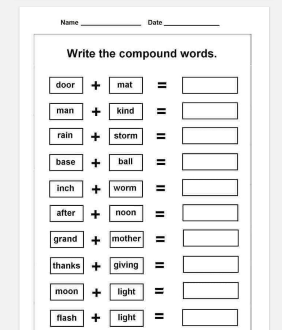 Printable Compound Words Pdf Activity School For Kids Printable Compound Words Pdf Activity School For Kids