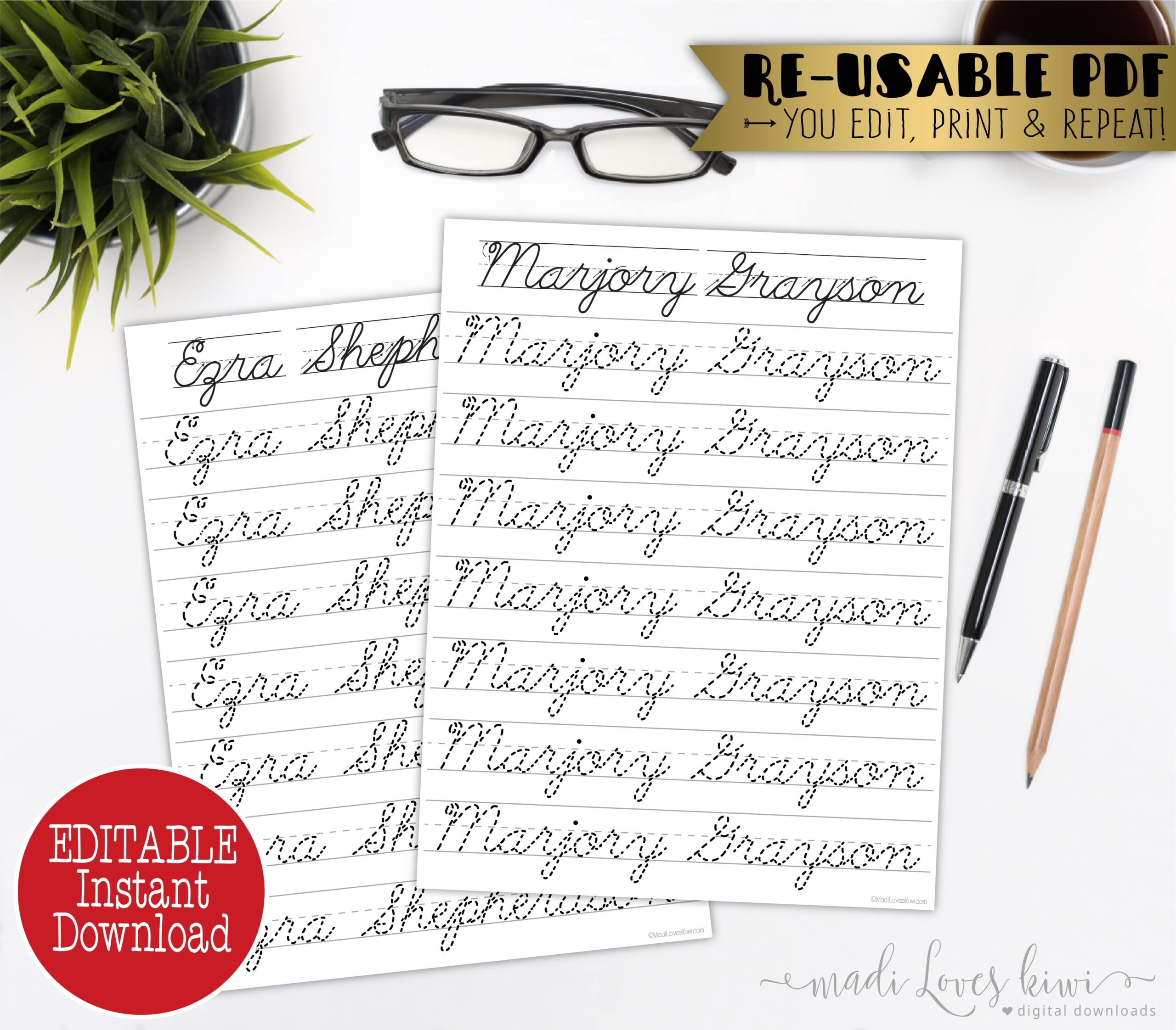Printable Cursive Name Writing Worksheet Editable Script Printable Cursive Name Writing Worksheet Editable Script