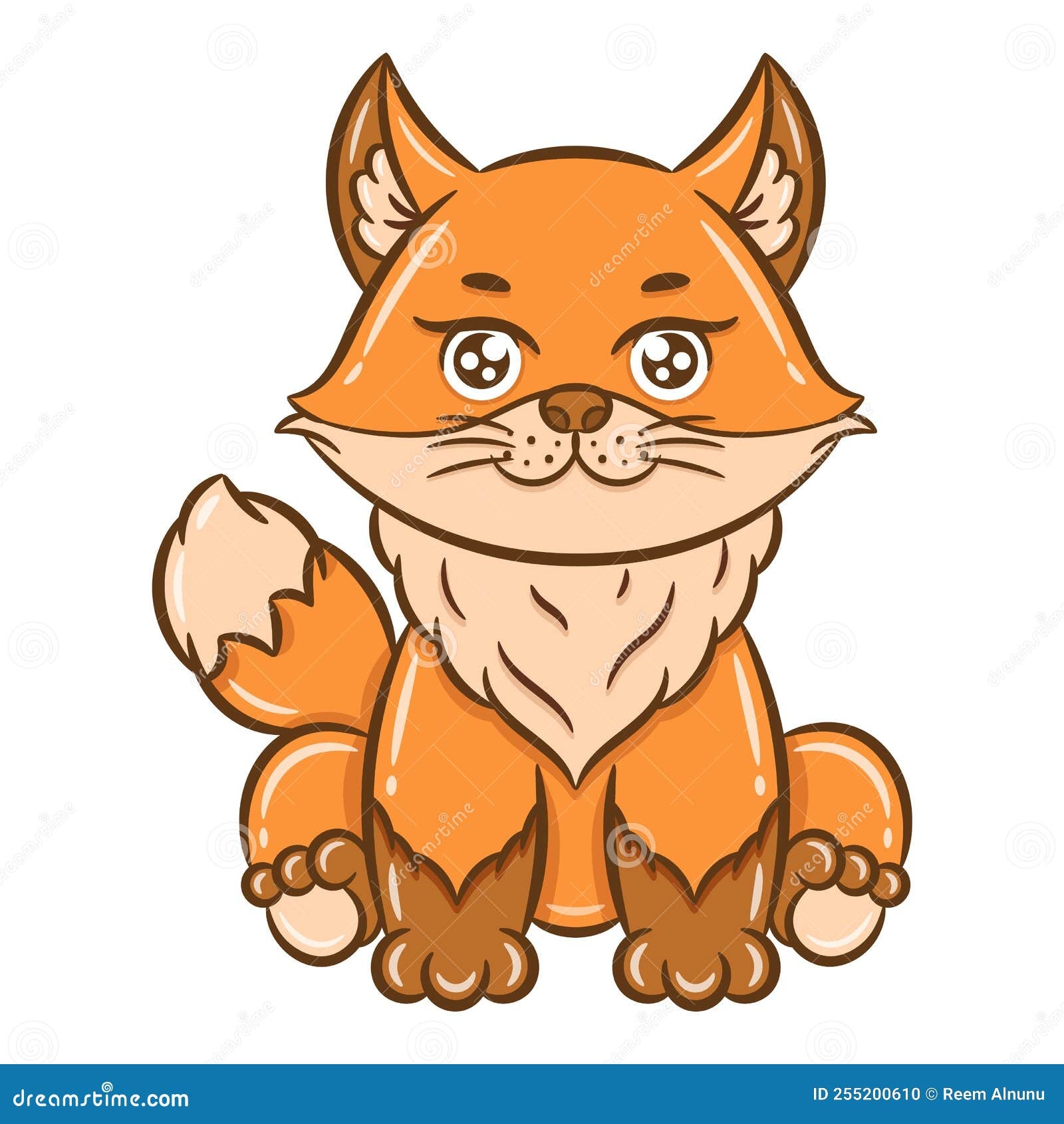 Printable Cute Fox Drawing For School And Kids Stock Vector Illustration Of Cute Education 255200610