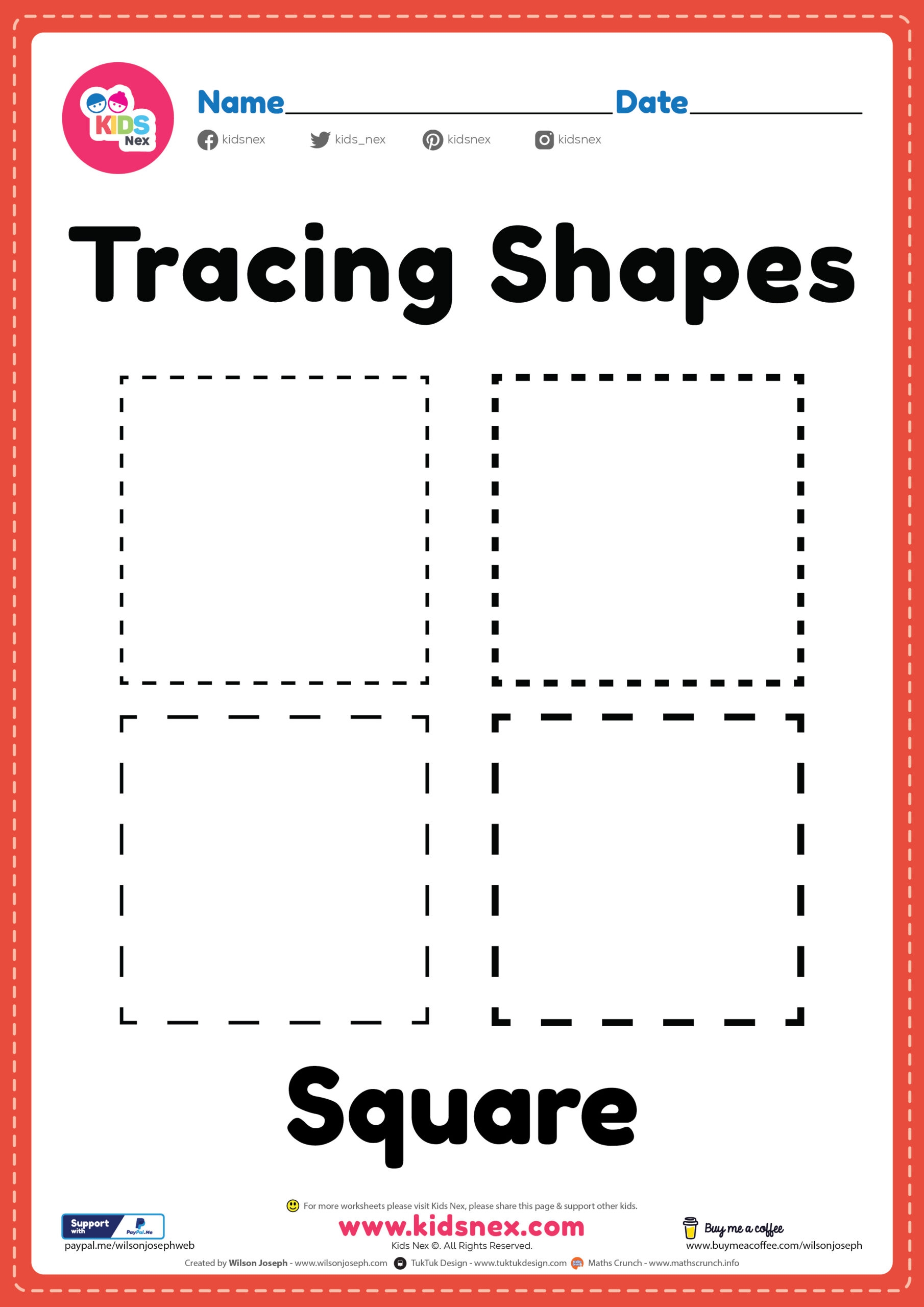 Printable Free Tracing Square Shapes PDF Worksheet For Kids Printable Free Tracing Square Shapes PDF Worksheet For Kids