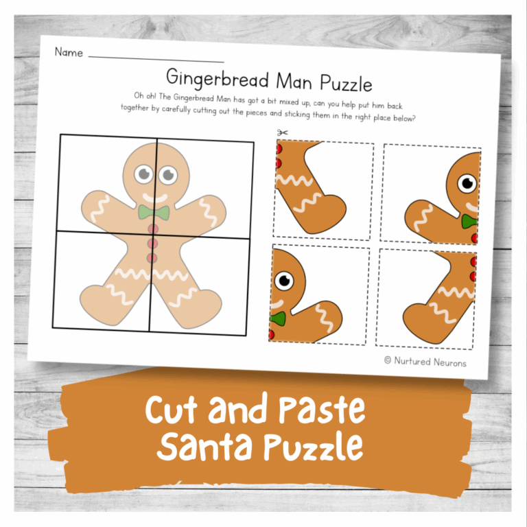 Printable Gingerbread Man Puzzle Preschool Cut And Paste