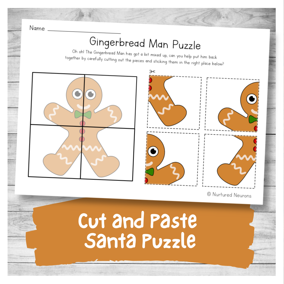 Printable Gingerbread Man Puzzle Preschool Cut And Paste 