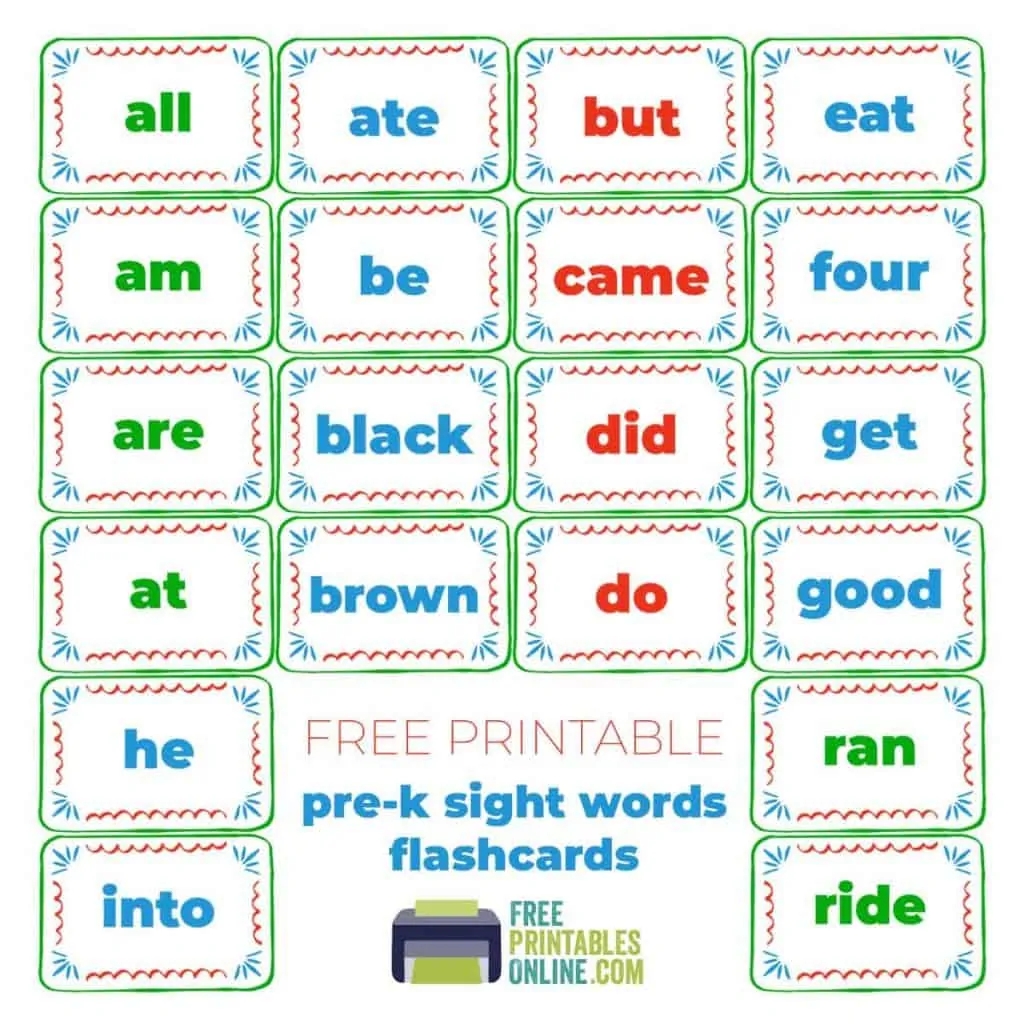 Printable Kindergarten Sight Words Flash Cards Free Printables Online Printable Kindergarten Sight Words Flash Cards Free Printables Online