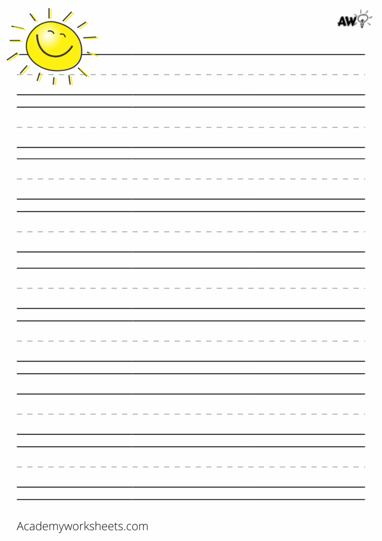 Printable Lined Paper For Kids Academy Worksheets