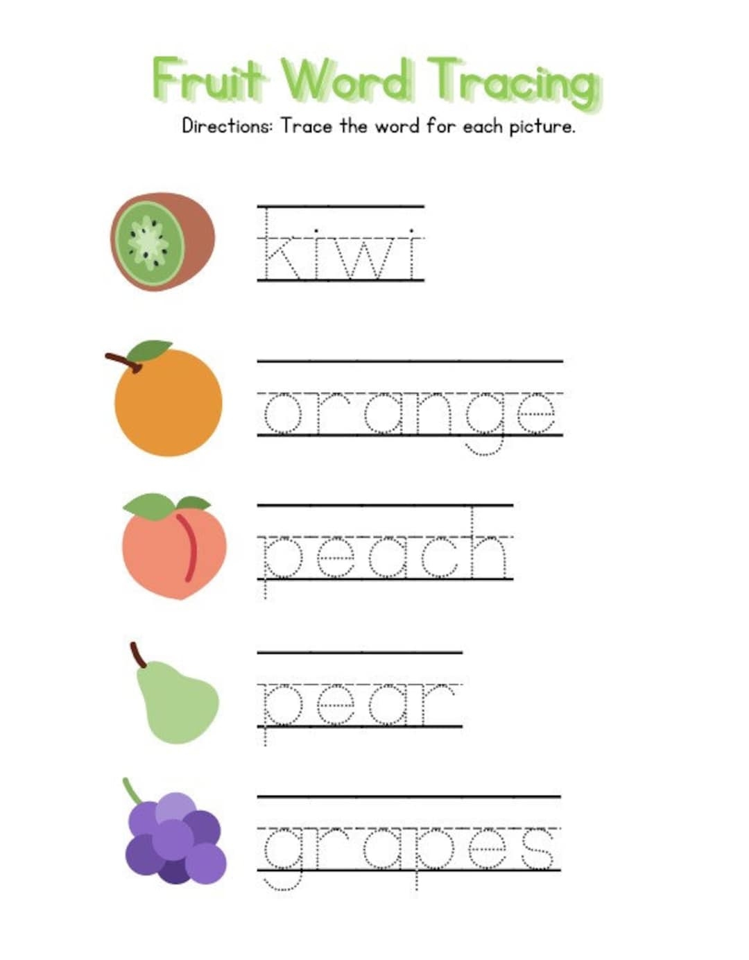 Printable Literacy reading Help Trace Word Worksheets For Kindergarten Fourth Grade Ages 5 Pages Etsy