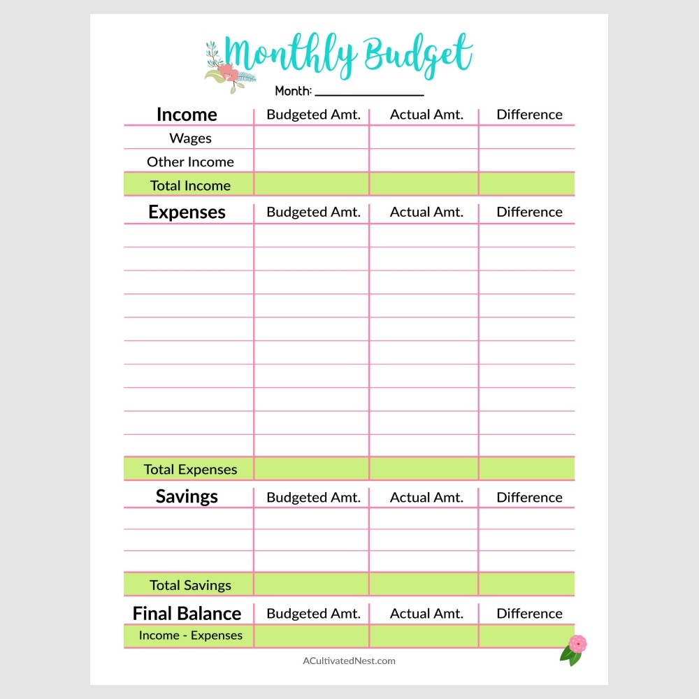 Cute Free Printable Monthly Budget Worksheet Cute Free Printable Monthly Budget Worksheet