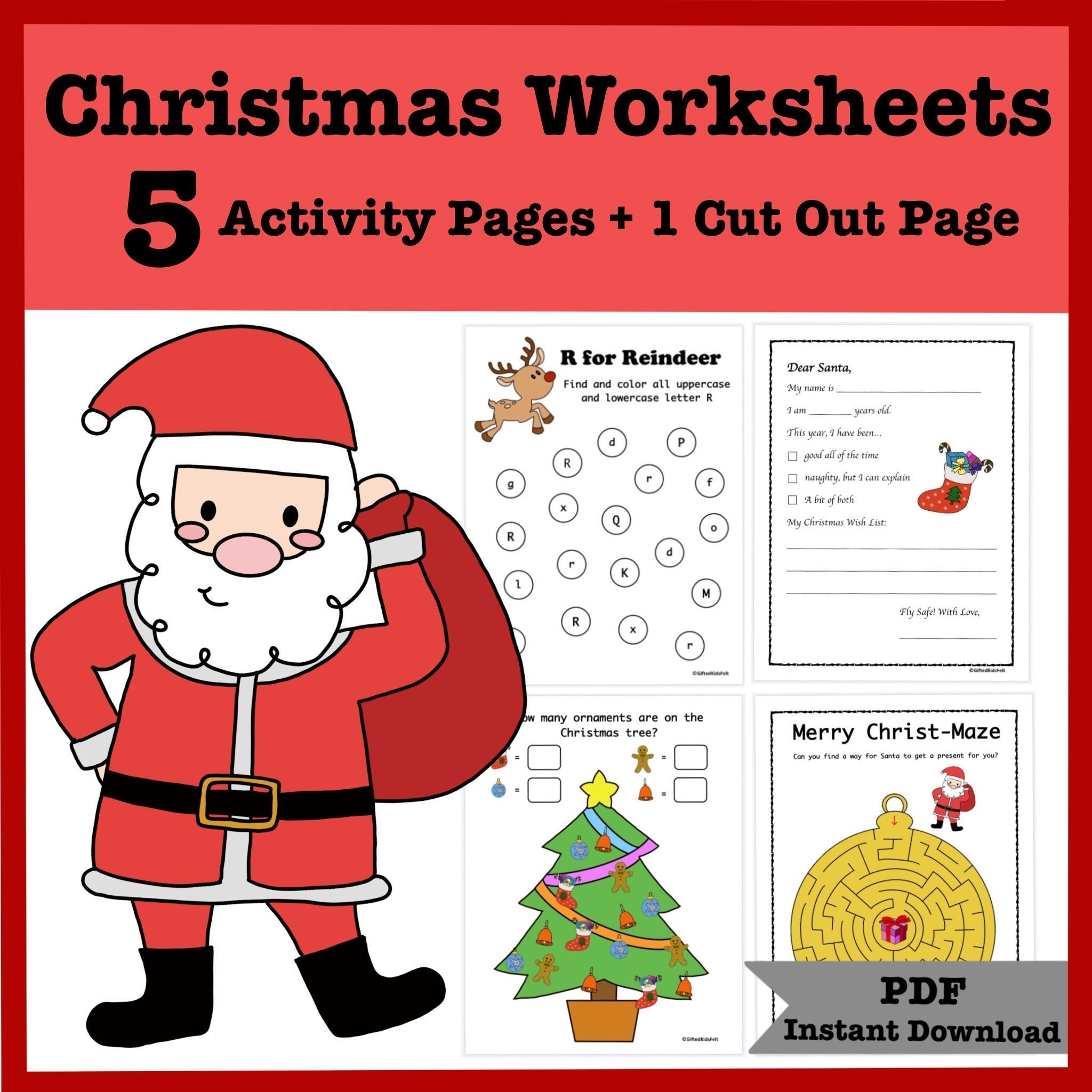 Printable PDF Christmas Activity Sheets For Kid Children Daycare Childcare School Kindergarten Preschool Toddler ECE Early Learning Printable PDF Christmas Activity Sheets For Kid Children Daycare Childcare School Kindergarten Preschool Toddler ECE Early Learning