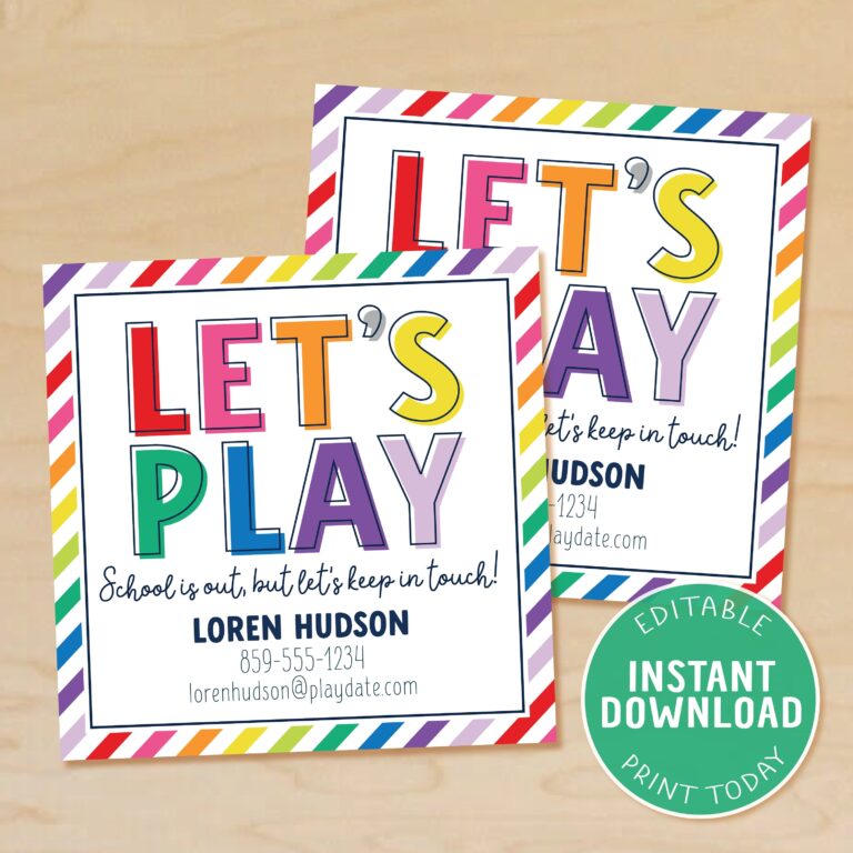 Printable Playdate Cards For Kids Editable Keep In Touch Cards