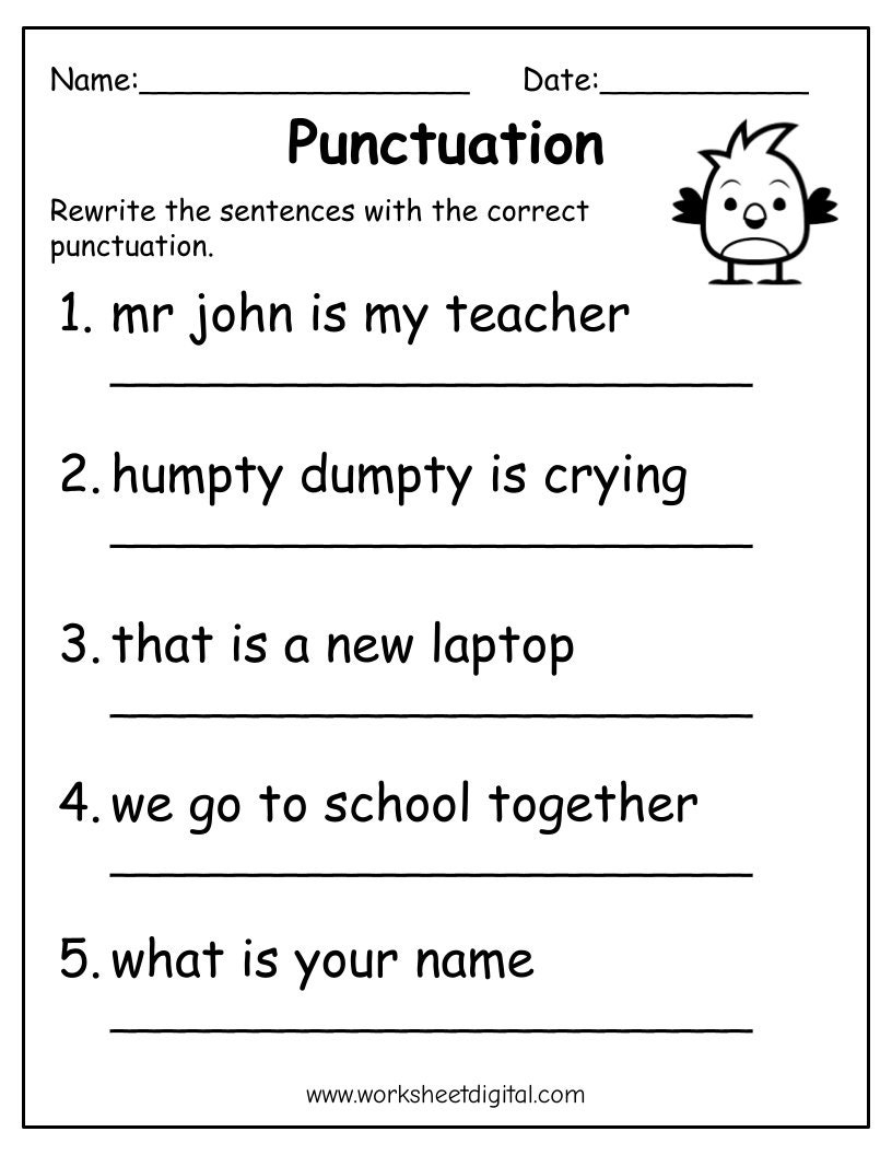 Free Printable High School Punctuation Worksheets