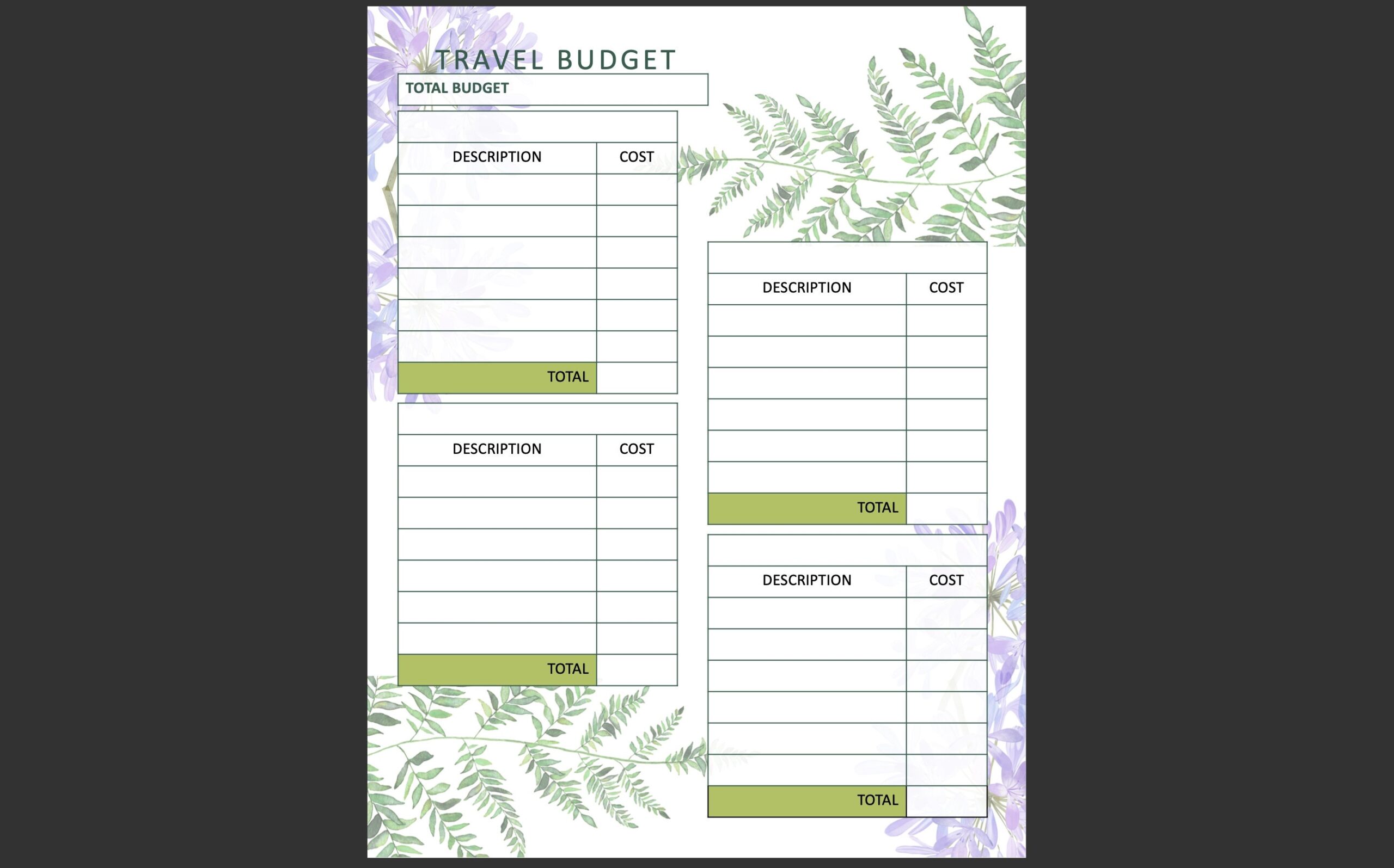 Printable Travel Budget Planner Etsy Printable Travel Budget Planner Etsy
