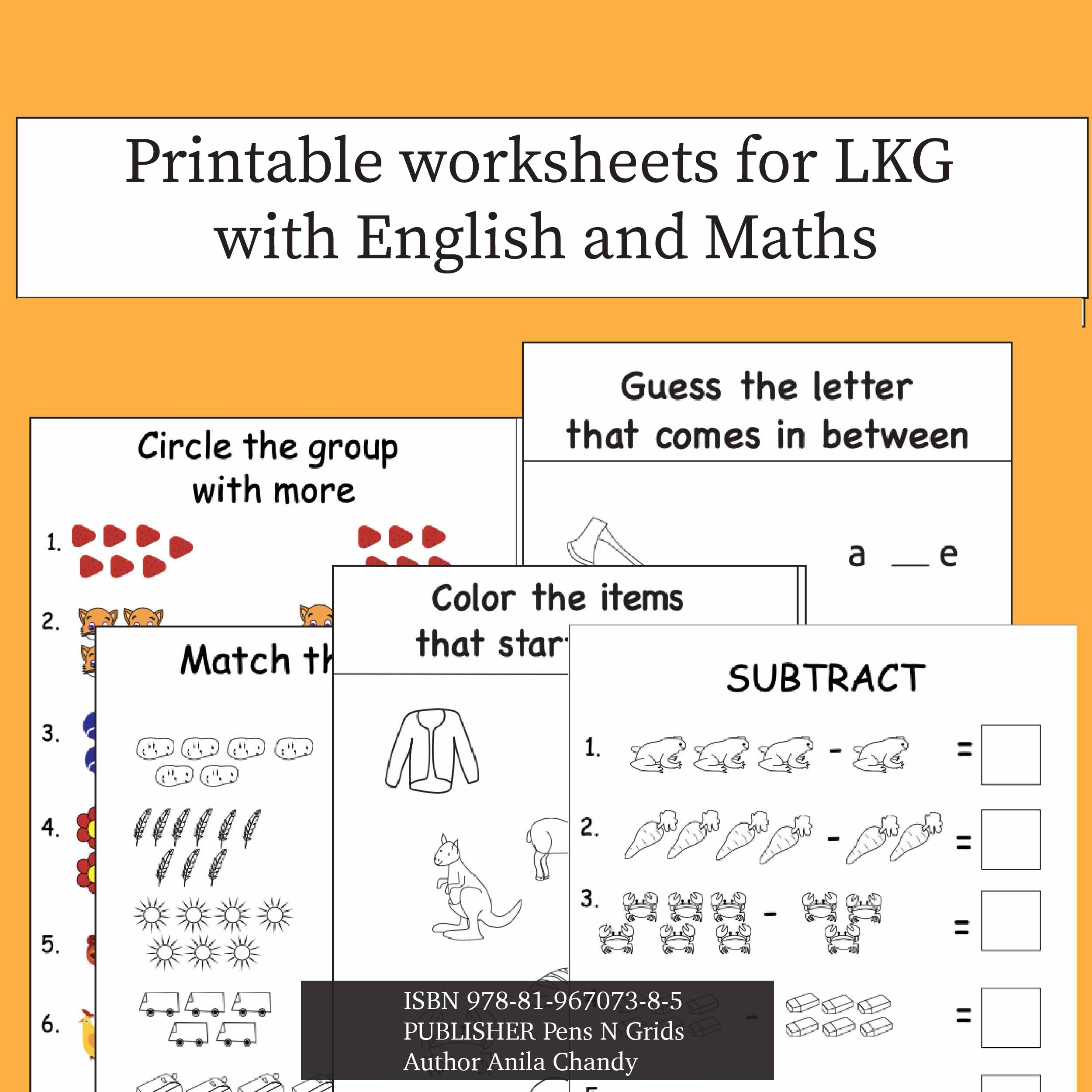 Printable Worksheets For LKG With English And Maths Pens N Grids